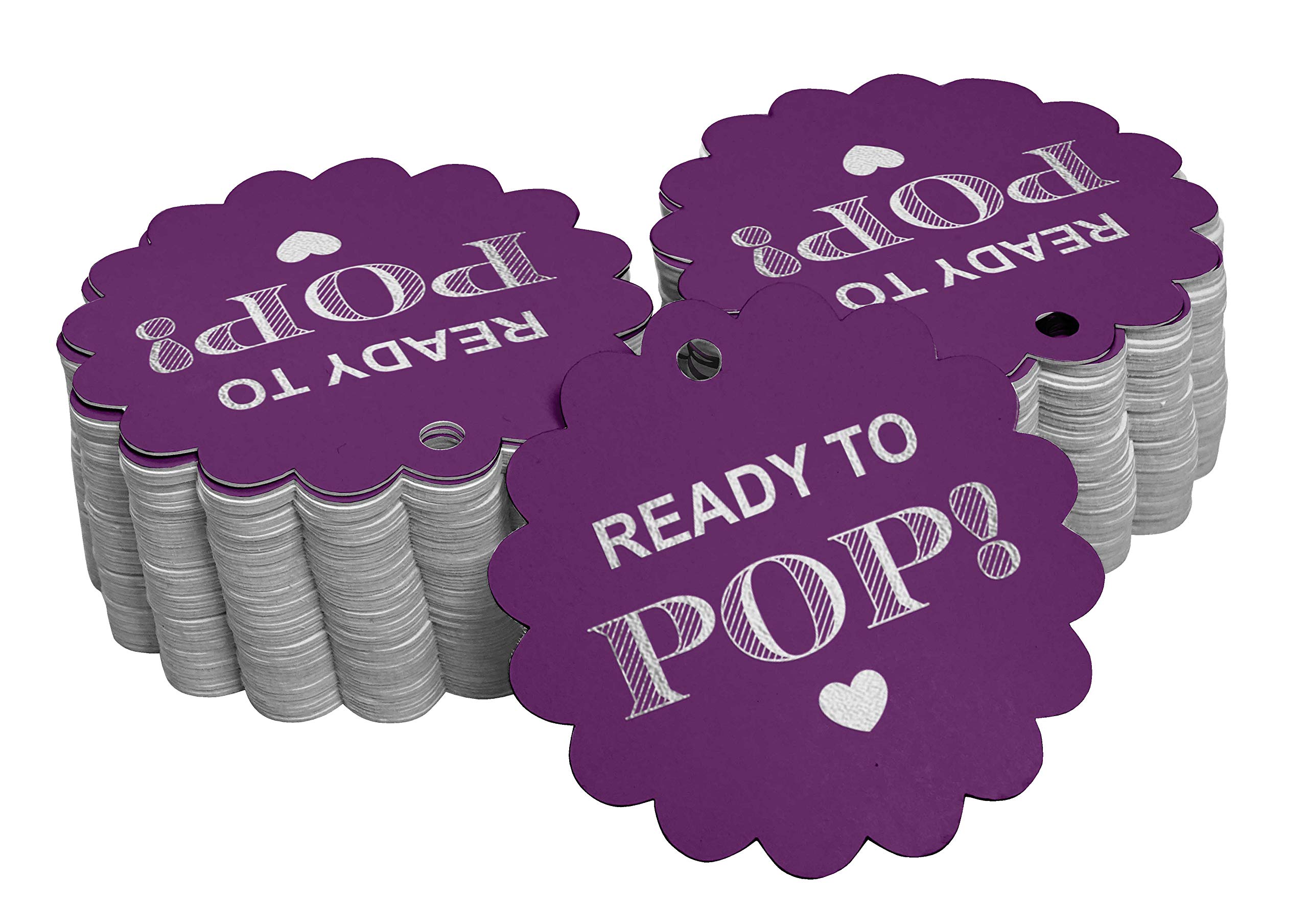 50 Pack Ready to Pop Baby Shower Favor Tags - Silver Foil Hang Tags for DIY Crafts, Party Decorations & Gift Wrapping - Perfect for Baby Showers, Birthdays & Wedding Favors