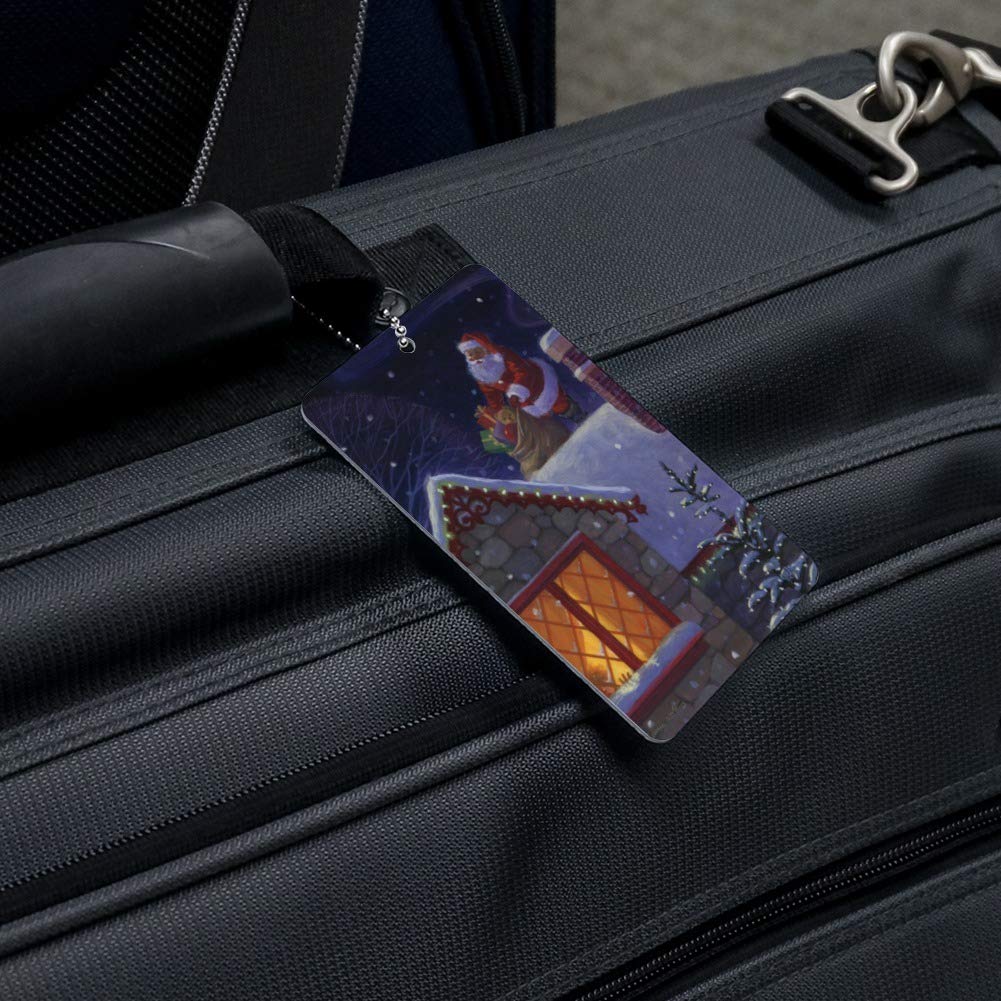 Santa Claus on Roof Luggage Tag - Christmas Holiday Themed Suitcase ID Tag for Carry-On Bags | Perfect for Travel Gifts & Holiday Season