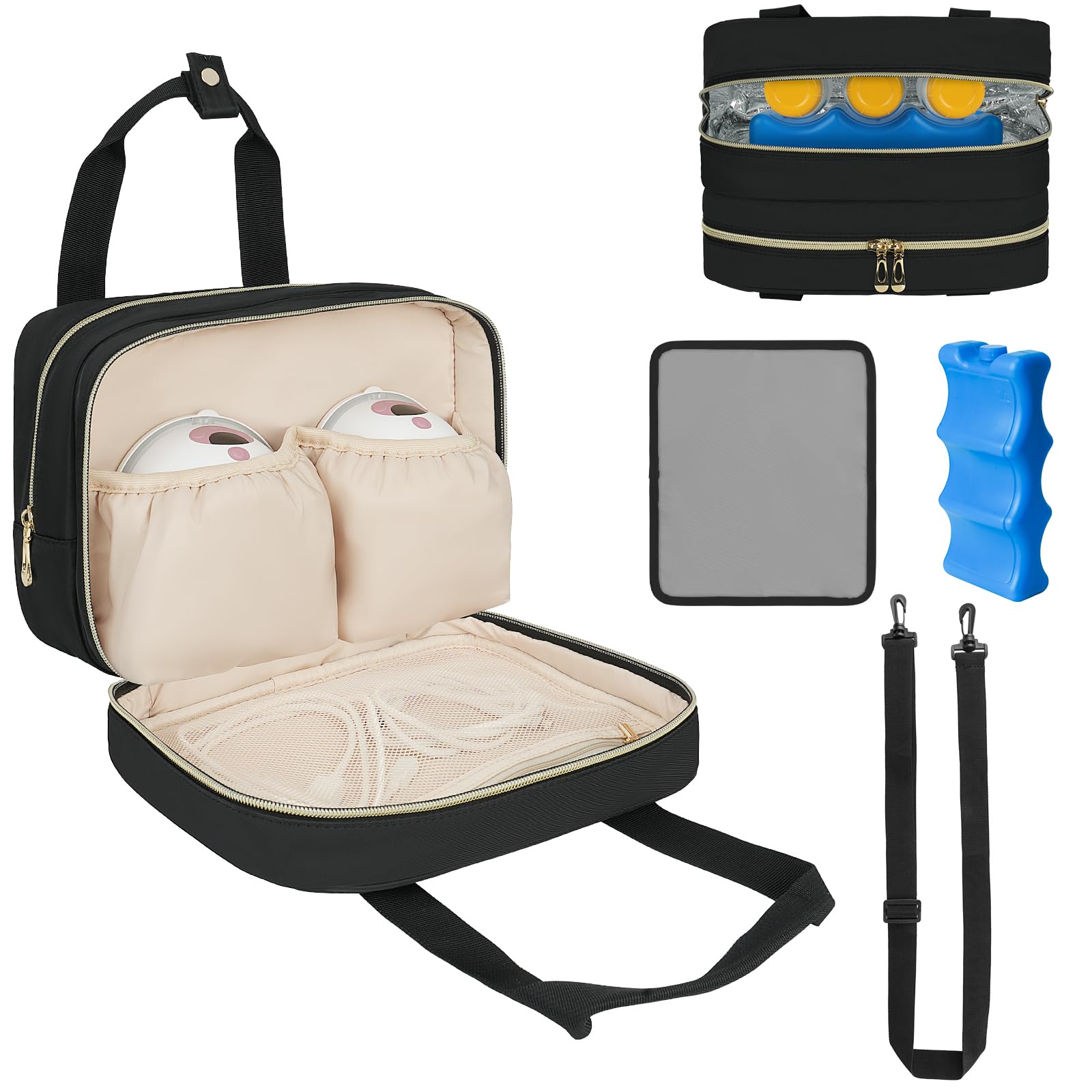 Breastmilk Cooler Travel Bag for Momcozy/Medela/Elvie/Willow Breast Pumps - Insulated Storage Bag with Ice Pack & Waterproof Mat - Portable Breast Pump Accessories for Working Moms & Traveling - Perfect for Office, Commuting and On-the-Go Use
