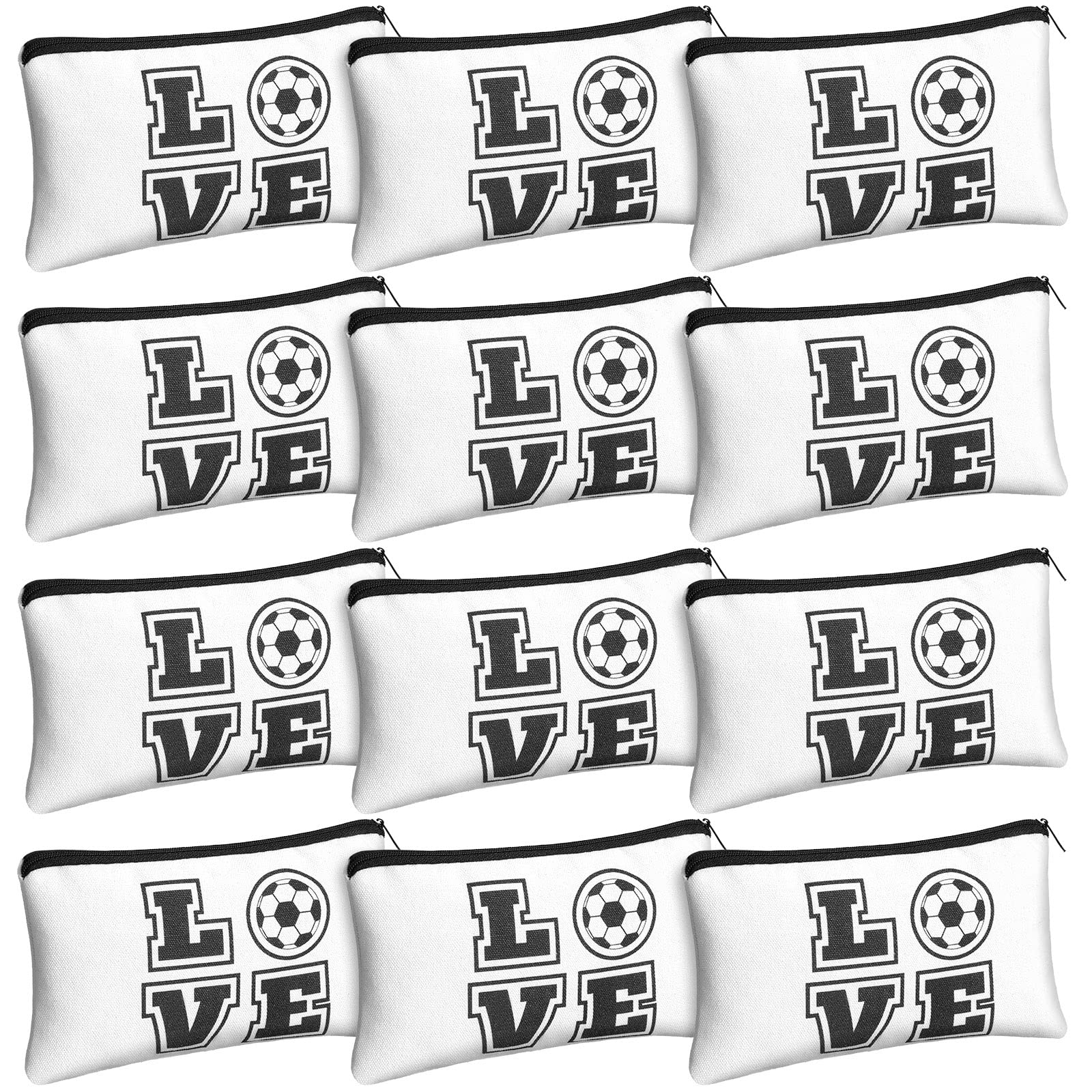 12-Piece Soccer Themed Makeup Bags - Waterproof Cosmetic Organizer with Zipper for Travel, Sports Teams, Women & Girls - Perfect for Soccer Players, Team Gifts & Travel Toiletries