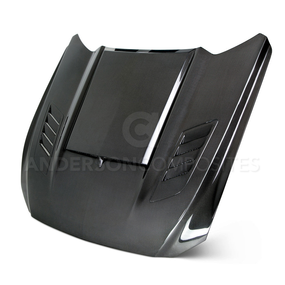 2015-2017 Ford Mustang RAM AIR Hood - Fiberglass Performance Hood by Anderson Composites (AC HD15FDMU AB DS) - Upgrade for Racing & Street Driving