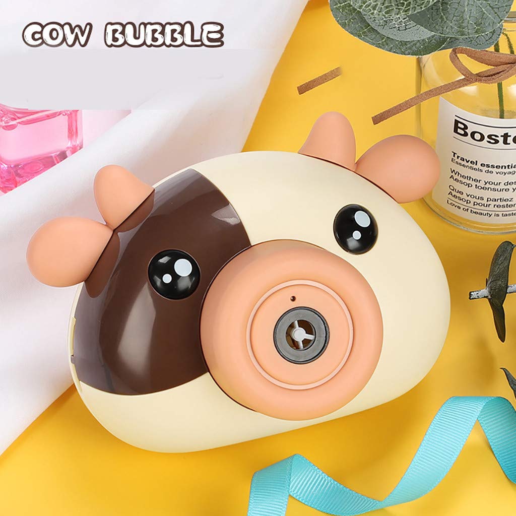 Automatic Bubble Blower Machine for Kids - Cartoon Cow Design with 70Ml Tank | Outdoor Play, Birthday Parties, Backyard Fun, Summer Activities