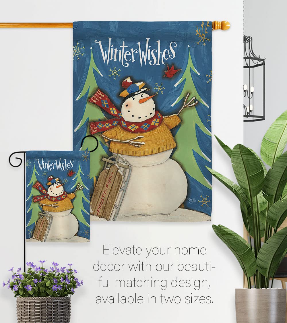 Winter Snowman House Flag - Double-Sided Yard Decor for Christmas
