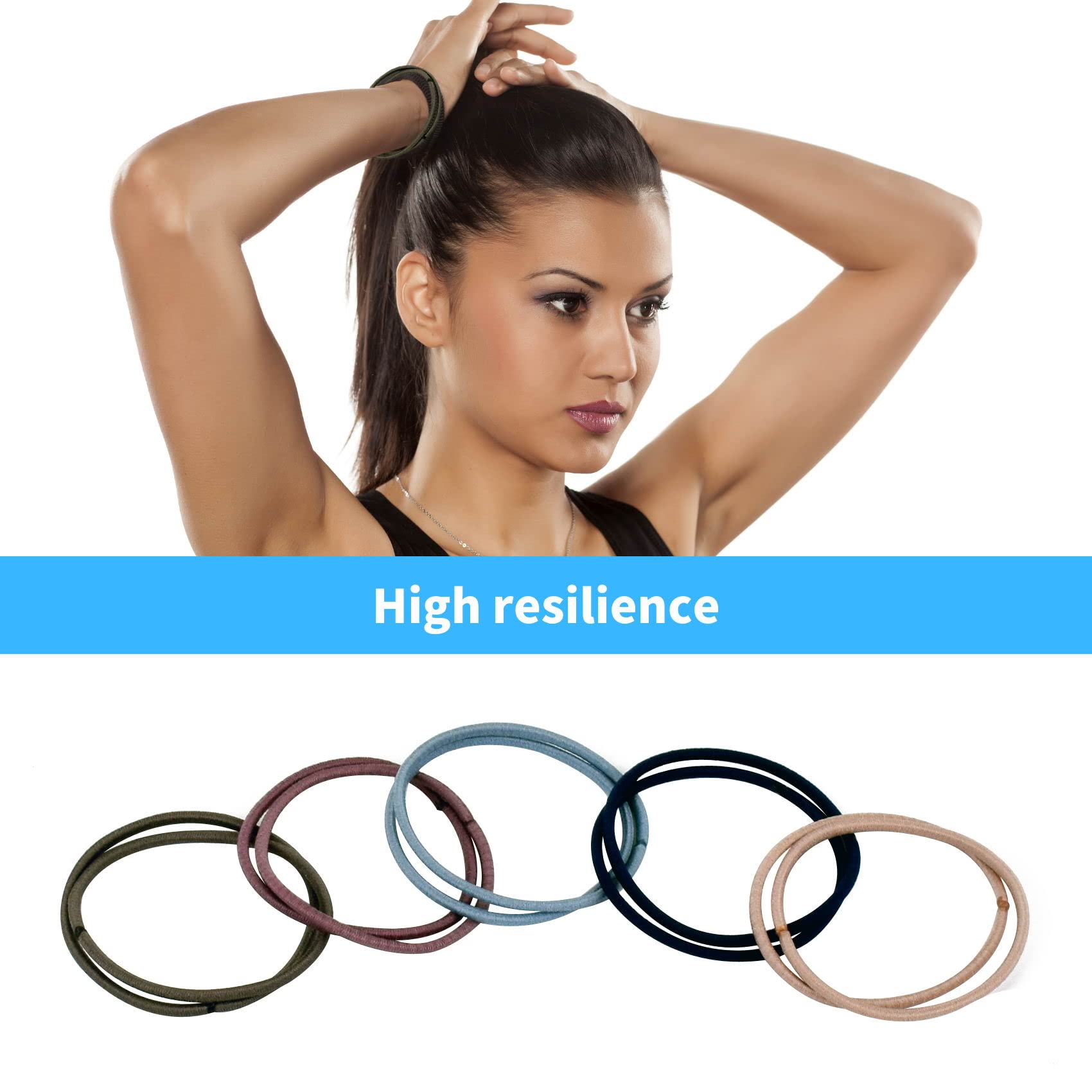 50 Pcs Dark Blue Elastic Hair Ties - Soft No Damage Hair Bands for Women, Girls & Kids - Perfect for Ponytails, Braids & Everyday Hairstyles - Hair Accessories for School, Work & Sports