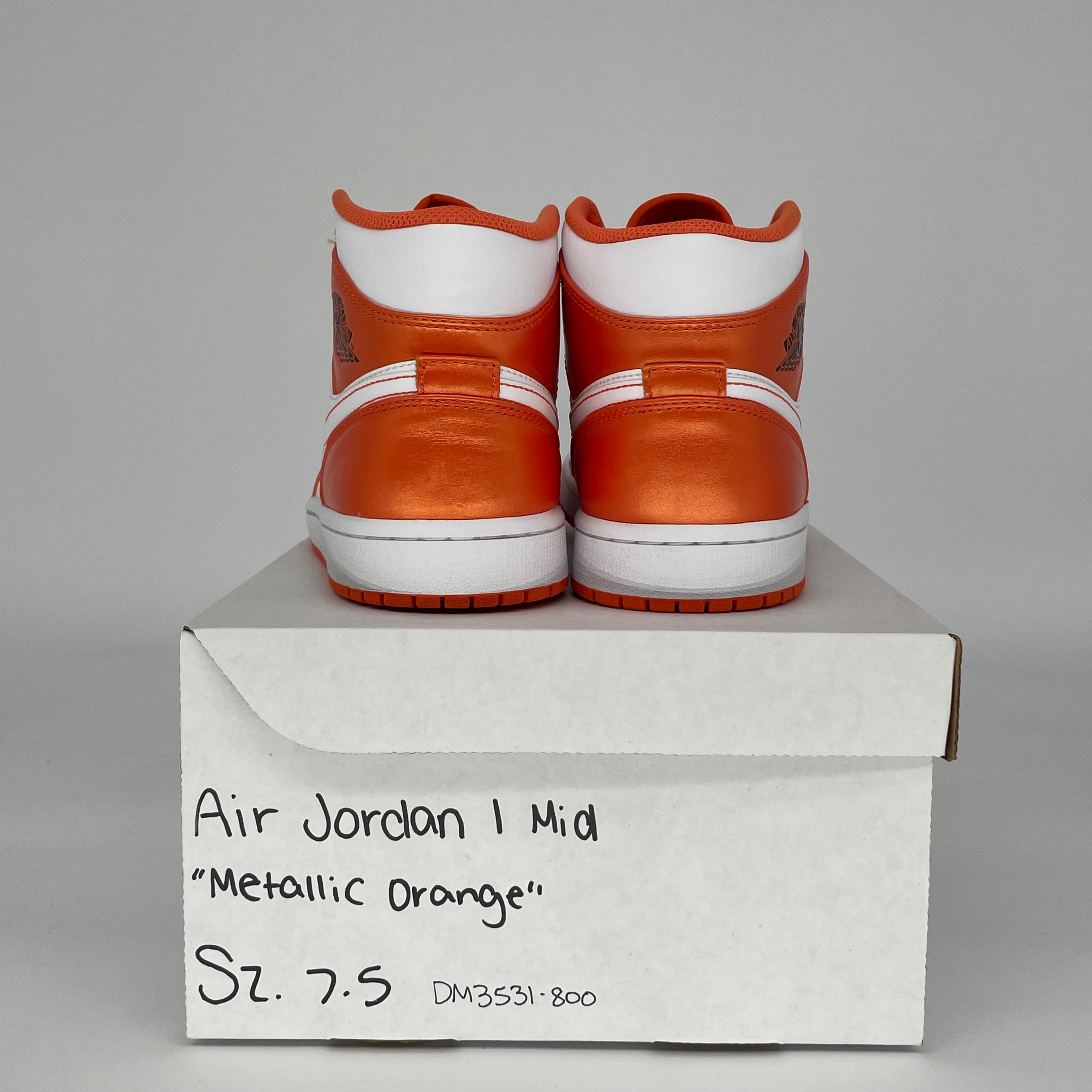 AIR JORDAN 1 MID METALLIC ORANGE SNEAKERS - SIZE 7.5 MEN'S (DM3531-800) - Basketball Shoes for Men, Streetwear Fashion & Casual Wear