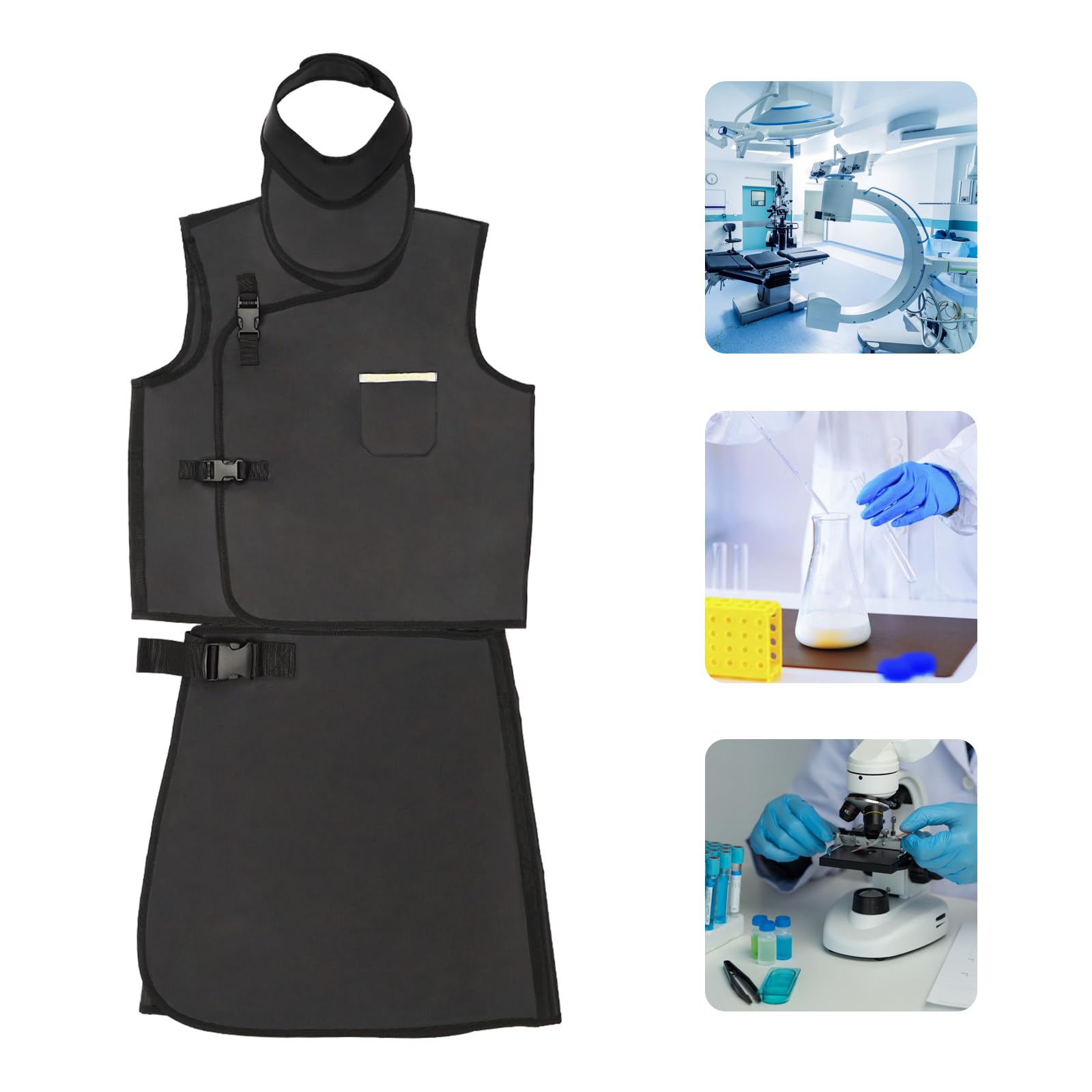 CNCEST X-Ray Shield Protective Suit - 0.5mmPb Lead Radiation Protection Clothing for Hospitals & Laboratories | Black Collared Design for Radiology Safety | Ideal for X-Ray Technicians, Dentists & Medical Staff