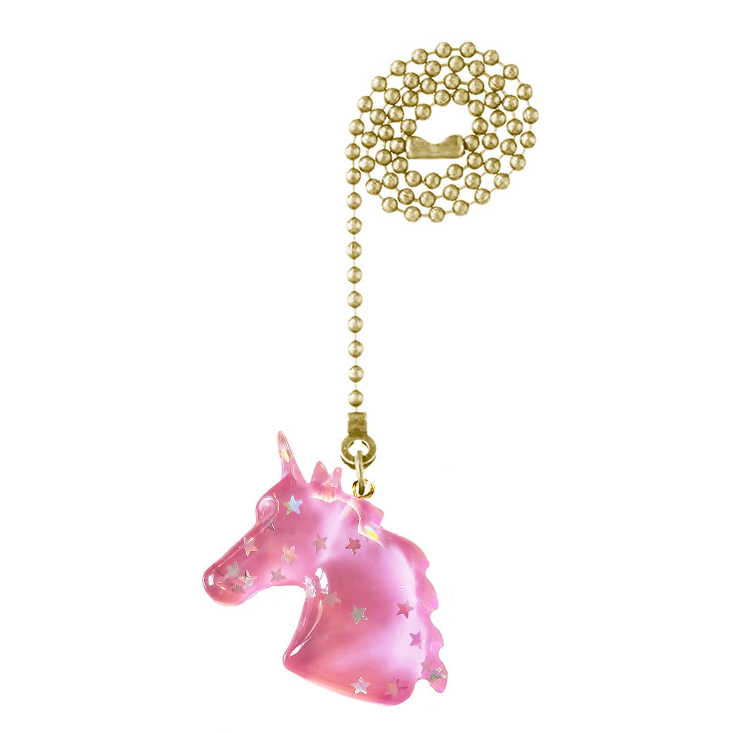 Handmade Pink Unicorn Ceiling Fan Pull with Silver Stars - 12
