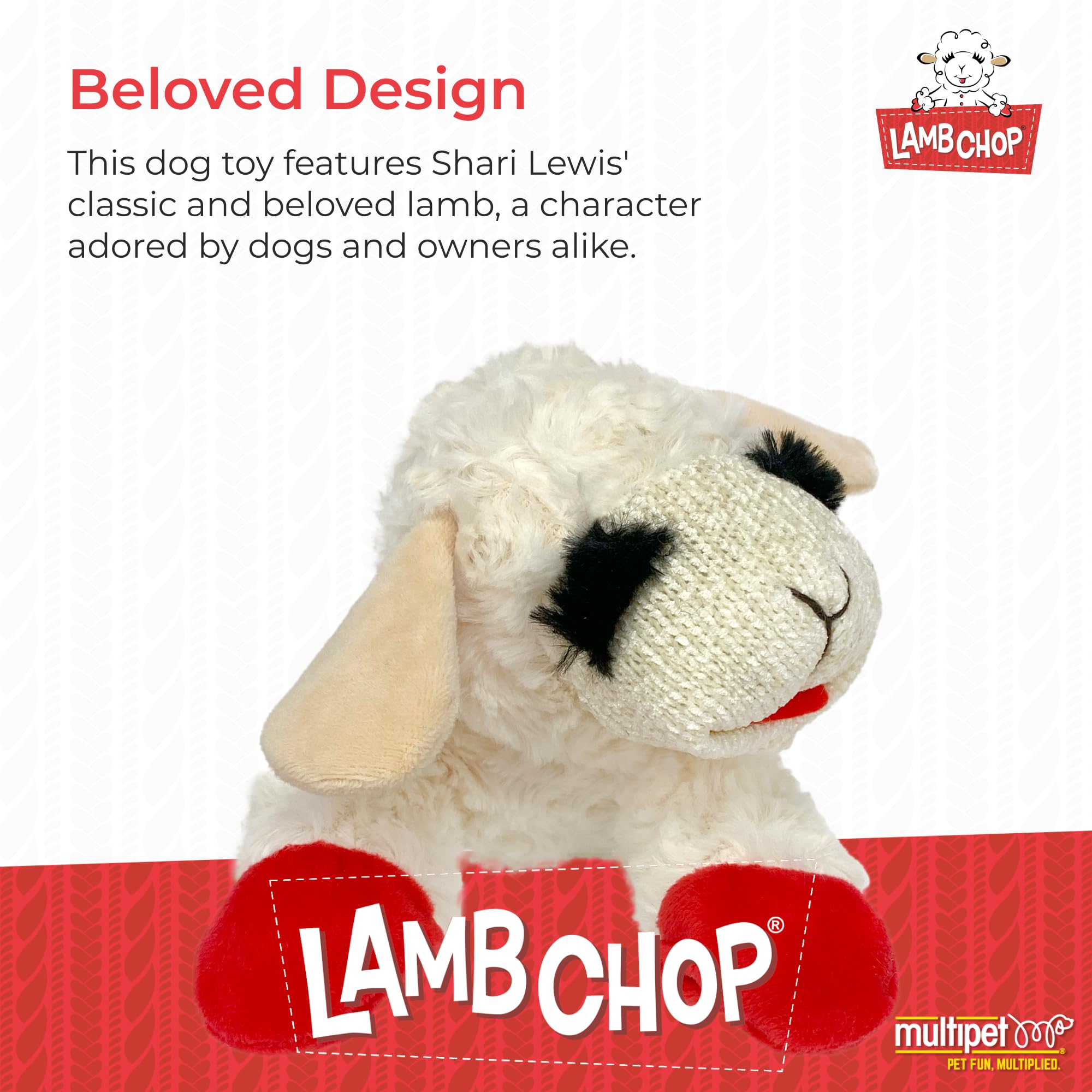 Multipet Lamb Chop Squeaky Plush Dog Toy for Small & Medium Dogs - 10