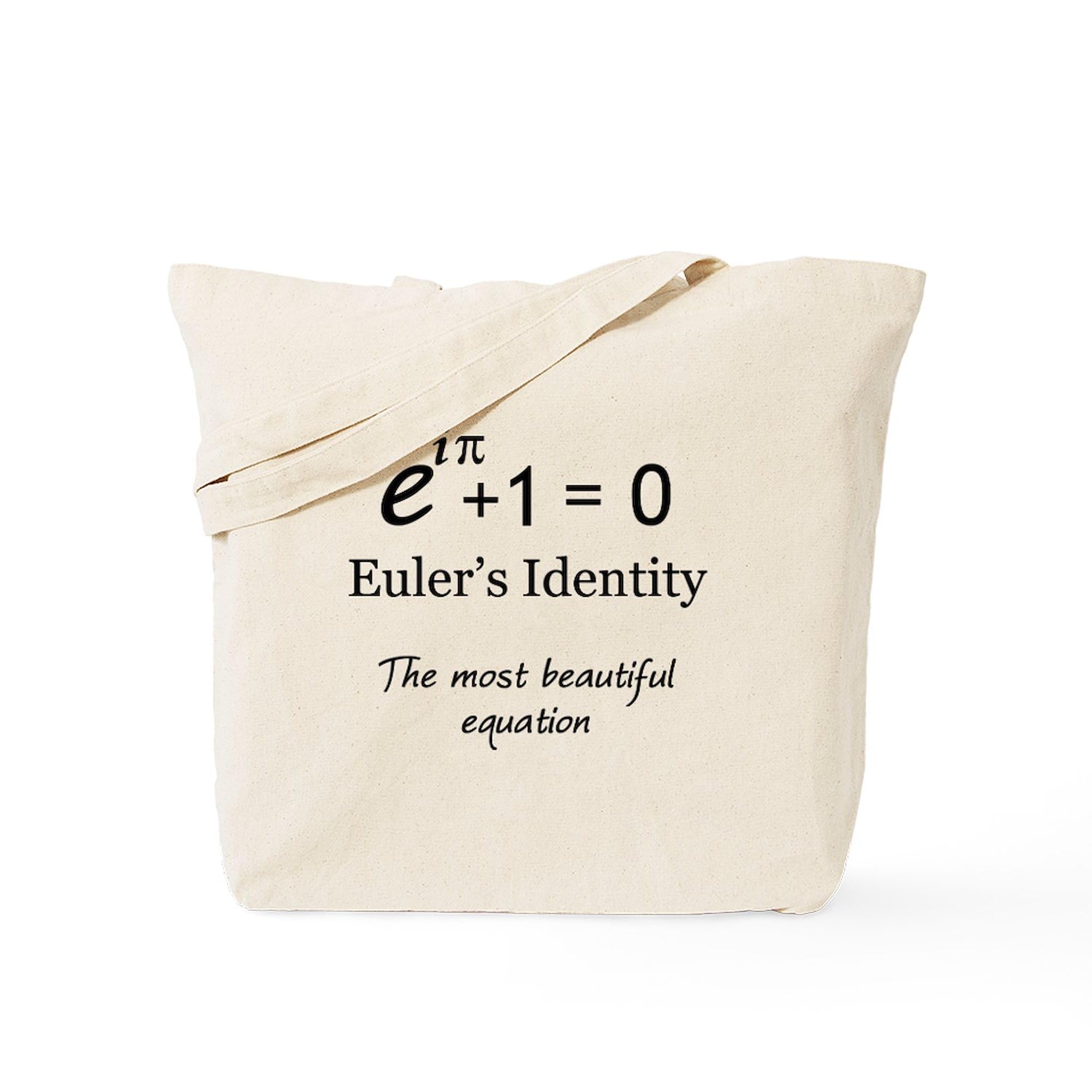Euler's Identity Tote Bag - Natural Canvas Reusable Shopping Bag for Math Lovers, Students & Teachers - Perfect for School, Groceries & Bookstore Trips
