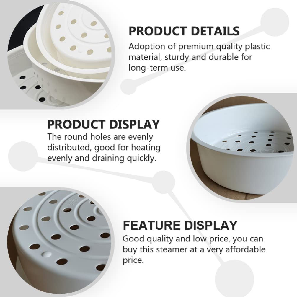 Hemoton 2-Piece Plastic Steamer Basket Set - Multipurpose Kitchen Steamer Rack for Rice Cooker, Pot, Baking & Food Steaming | Durable White Steam Rack for Healthy Cooking, Meal Prep & Home Kitchen Use