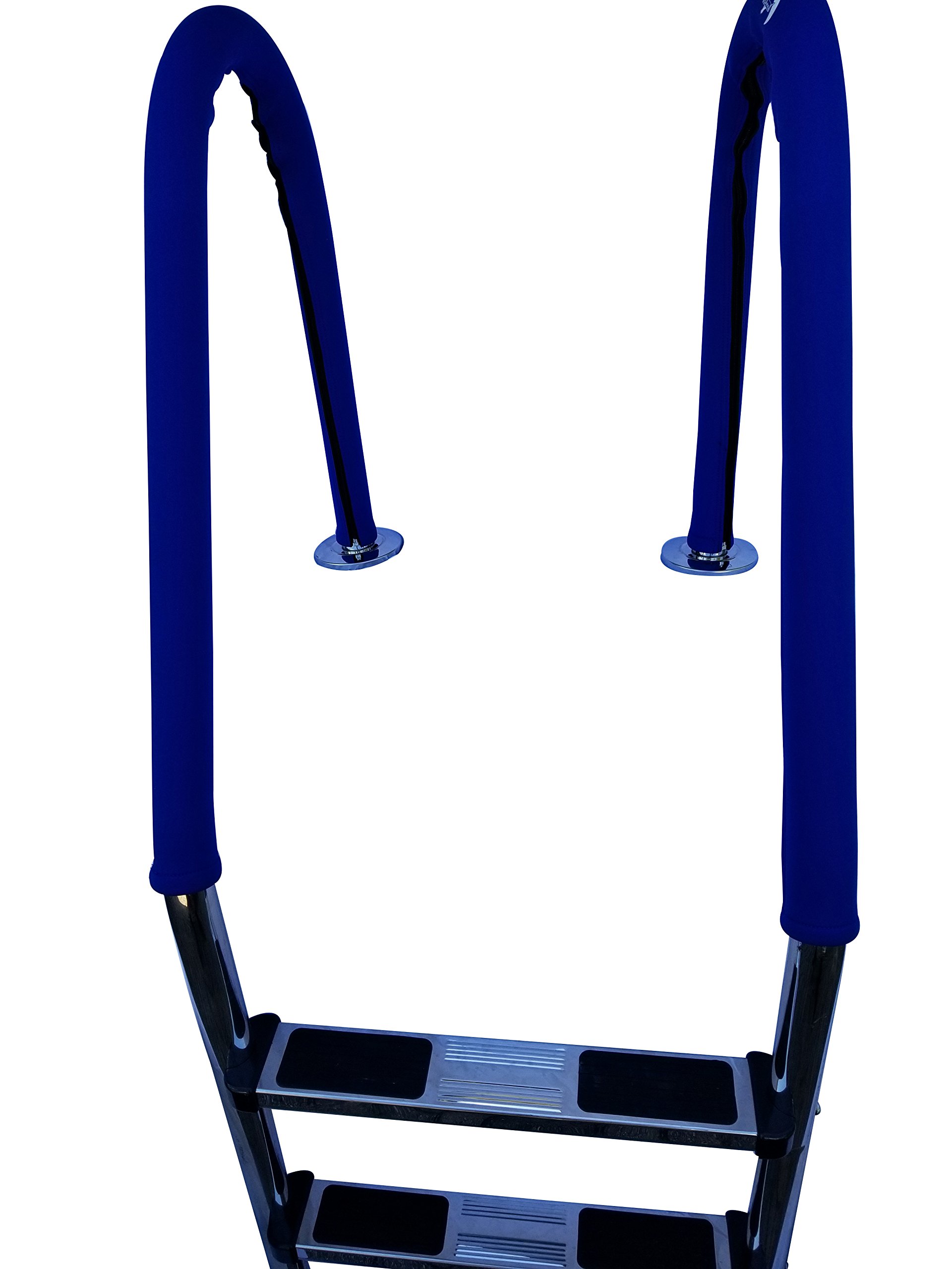 FibroPool Neoprene Swimming Pool Ladder Cover - Slip & Heat Resistant Comfort Grip for Railing - 2 Pack, Blue - Ideal for Inground & Above Ground Pools