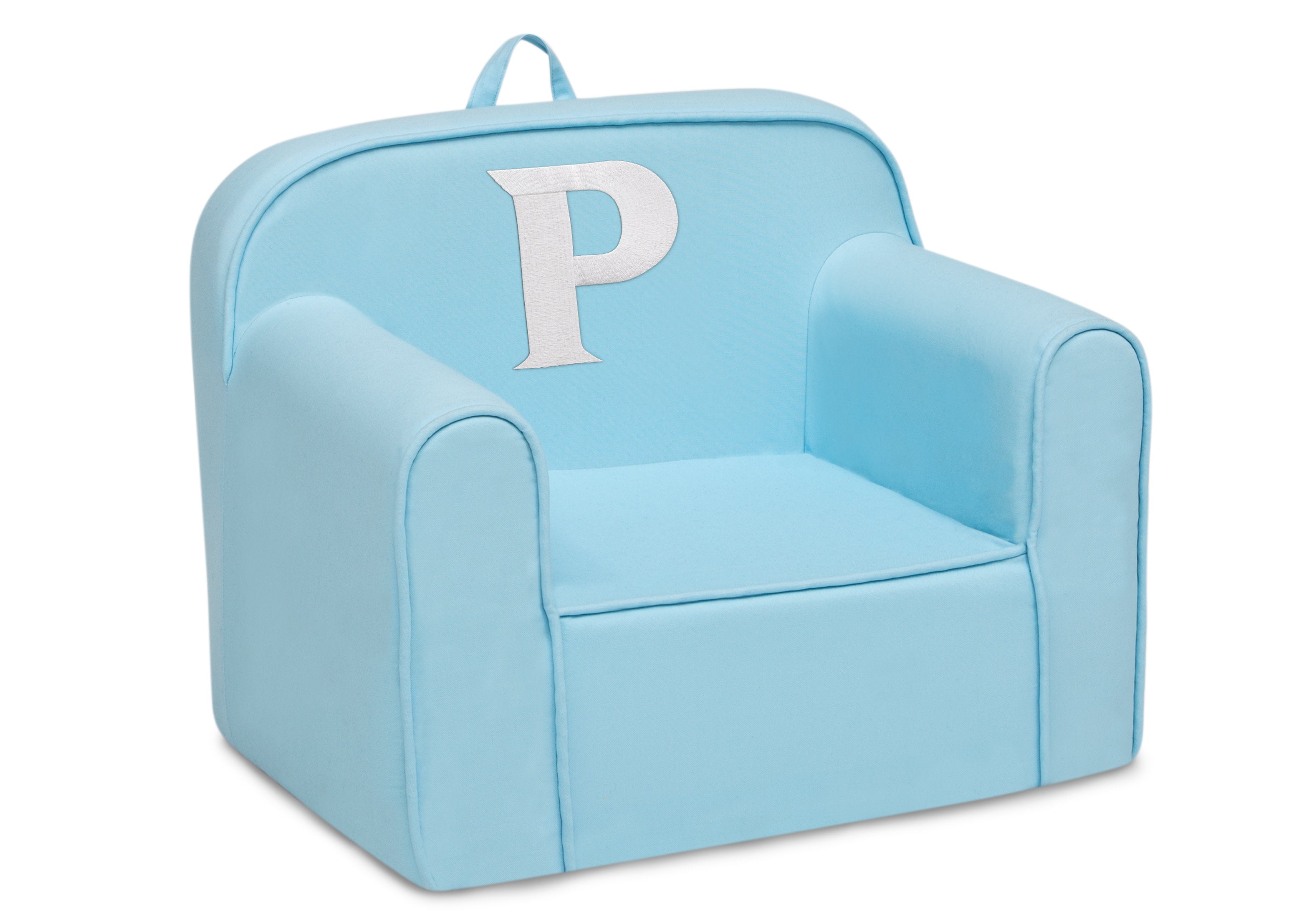 Personalized Monogram Light Blue Cozee Chair - Custom Plush Recliner for Living Room, Nursery & Office - Cozy Reading & Relaxation Seat