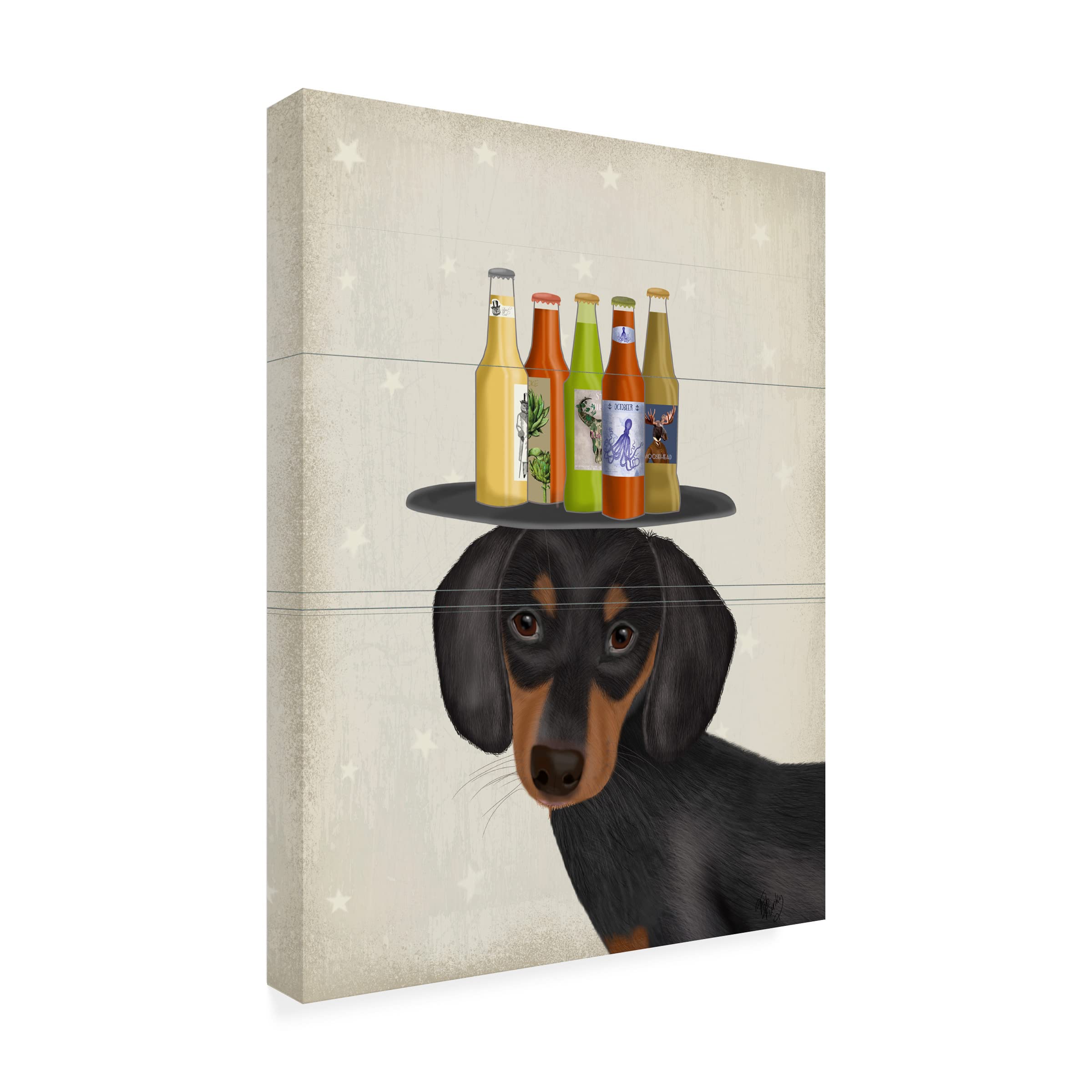 Trademark Fine Art 'Dachshund Beer Lover' Canvas Wall Art by Fab Funky - Perfect for Home Bar Decor, Man Cave, or Dog Lover Gifts