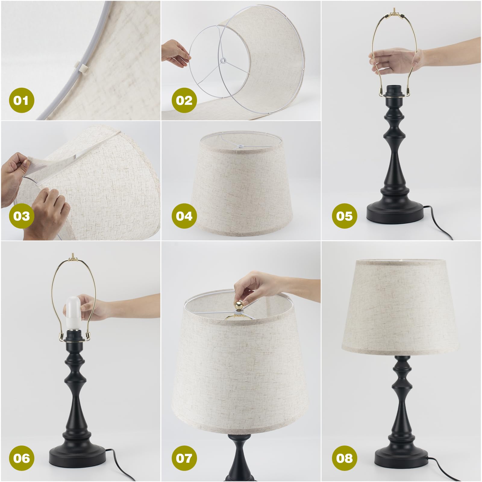 Heavy Duty Detachable Lamp Shade Harp Holders - Set of 2 Gold 6 Inch Brackets for DIY Floor, Table, Wall Lamps & Chandeliers - Perfect for Living Room, Bedroom & Home Decor Lighting Projects