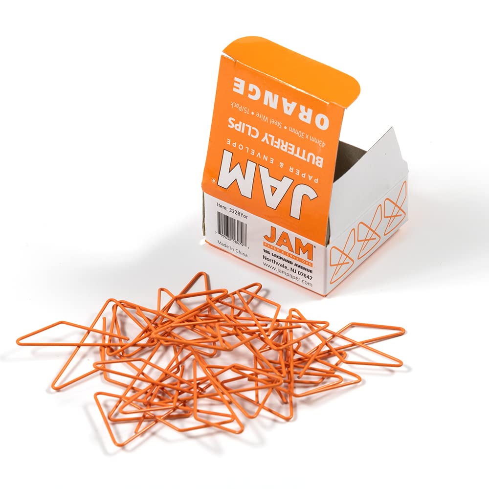 Colorful Butterfly Paper Clips - Orange Stationery Clamps - 15 Pack for Office, School & Crafting Supplies - Perfect for Organizing Documents, Notes & DIY Projects