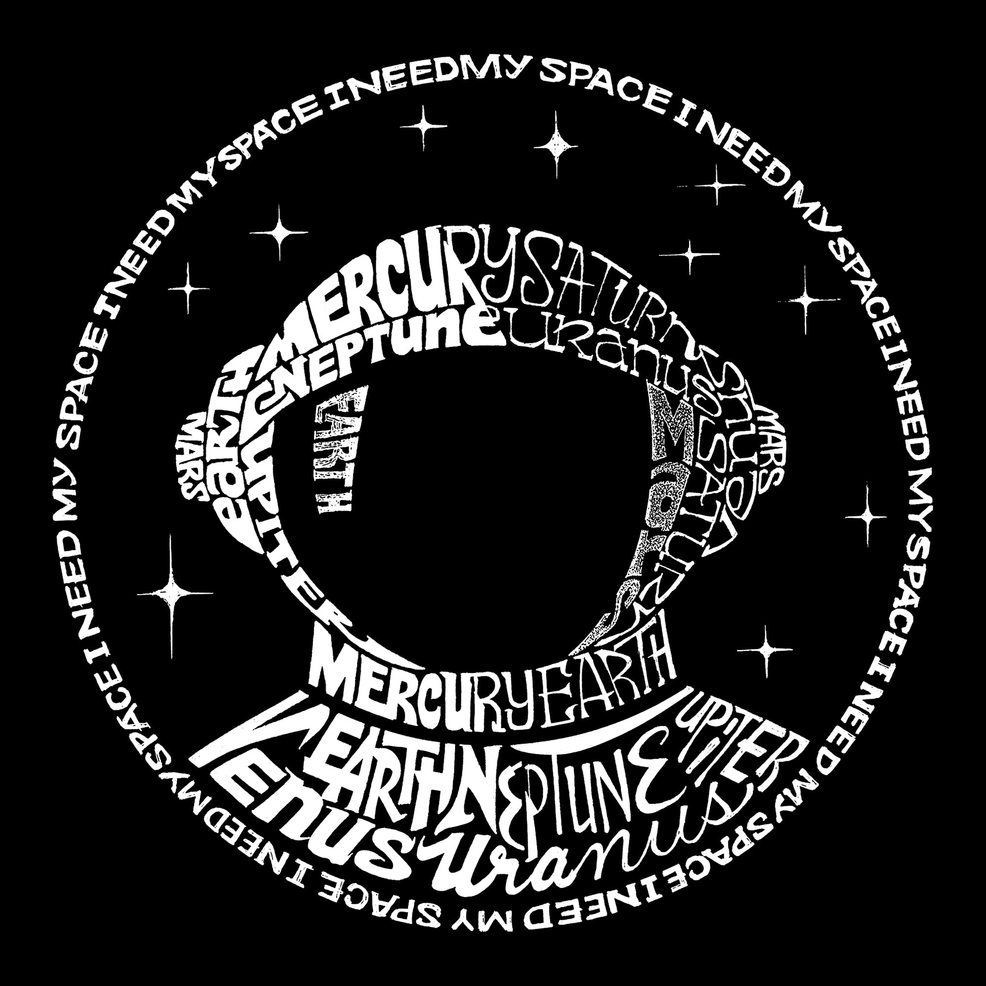 LA POP ART Men's Word Art Sleeveless T-Shirt - 'I Need My Space' Astronaut Graphic Tee for Casual Wear & Space Enthusiasts | Perfect for Summer Outfits, Gifts & Fan Merchandise