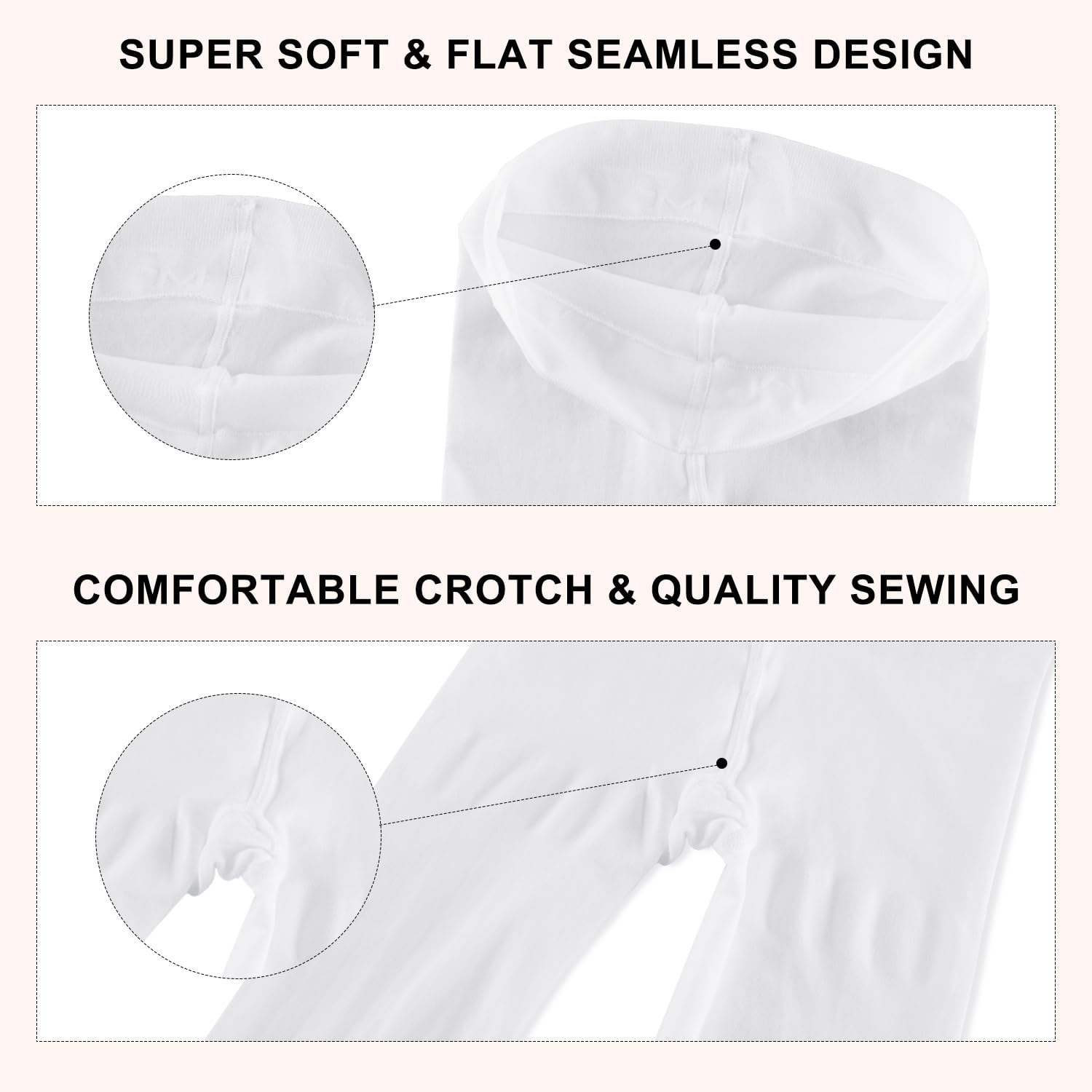 3 Pairs Ballet Tights for Girls - Soft Elastic Footed Dance Tights in White & Pink - School Uniform & Dance Class Essential - Perfect for Ballet, Recitals, and Everyday Wear