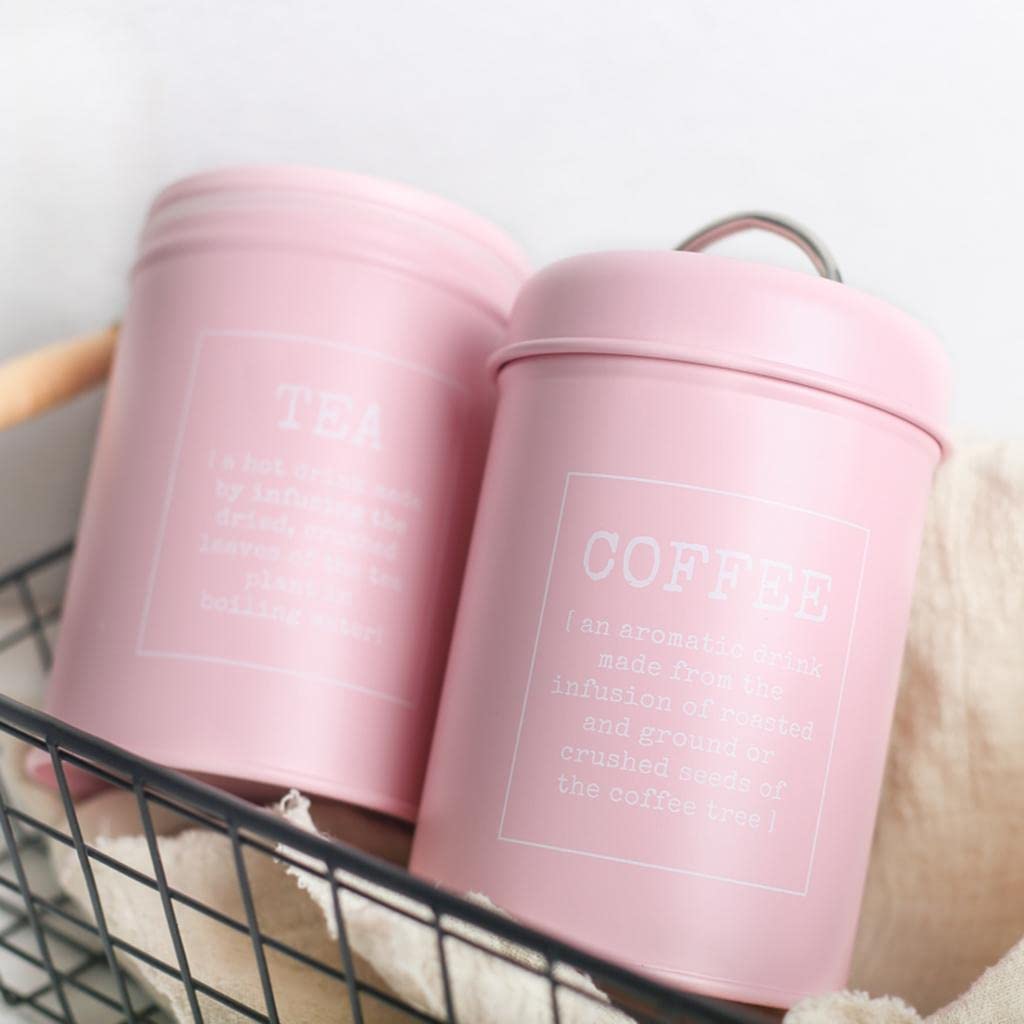 Homyl 3-Piece Airtight Metal Sugar Storage Containers - Pink Kitchen Canisters for Flour, Coffee & Baking Supplies | Perfect for Pantry Organization & Countertop Decor