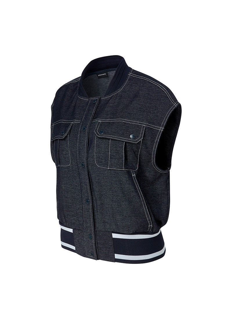 Men's Stylish Denim-Look Double Pocket Vest - Casual Layering for Outdoor Adventures & Urban Streetwear