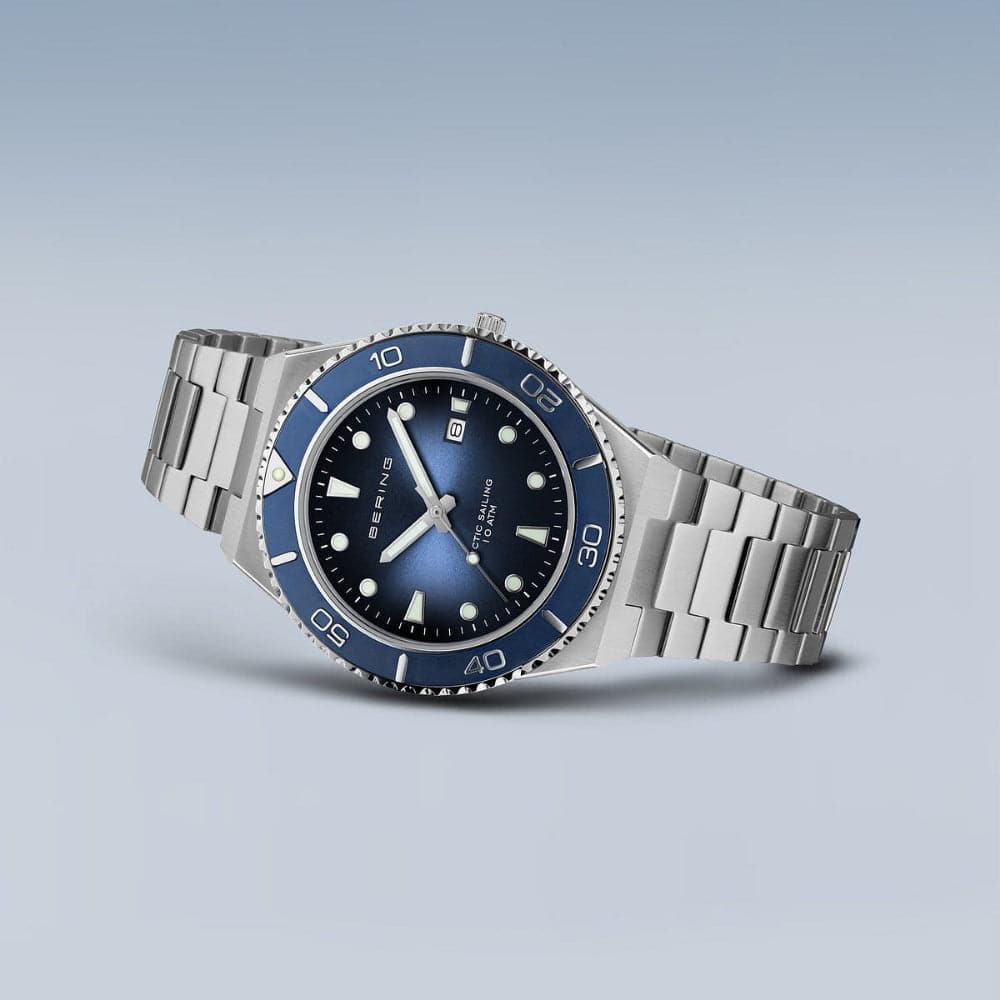 Bering Classic Men's Watch - Blue Dial, Silver Stainless Steel Strap - Water Resistant - Perfect for Business, Casual & Formal Occasions
