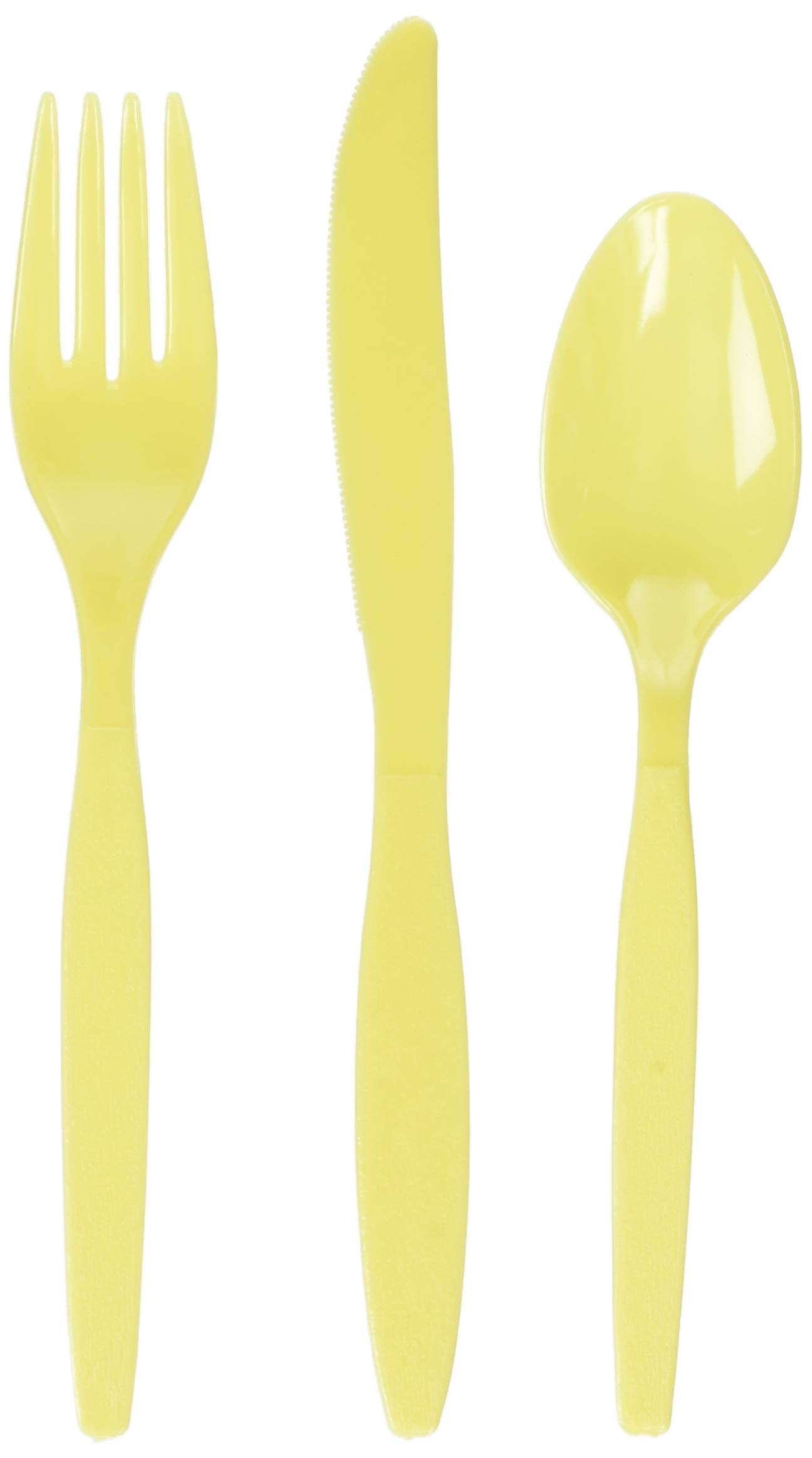 Bright Yellow Plastic Cutlery Set - 24-Piece Disposable Party Utensils for Birthday, Wedding & Picnic Supplies - Perfect for Outdoor Events & Celebrations