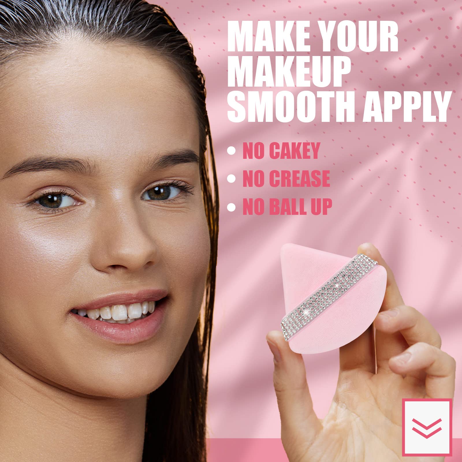 6-Piece Velour Powder Puff Set - Soft Triangle Makeup Sponge for Loose & Mineral Powder (Peach, Pink, Black) | Perfect for Foundation, Undereye Setting & Body Makeup | Wet/Dry Use for Flawless Finish