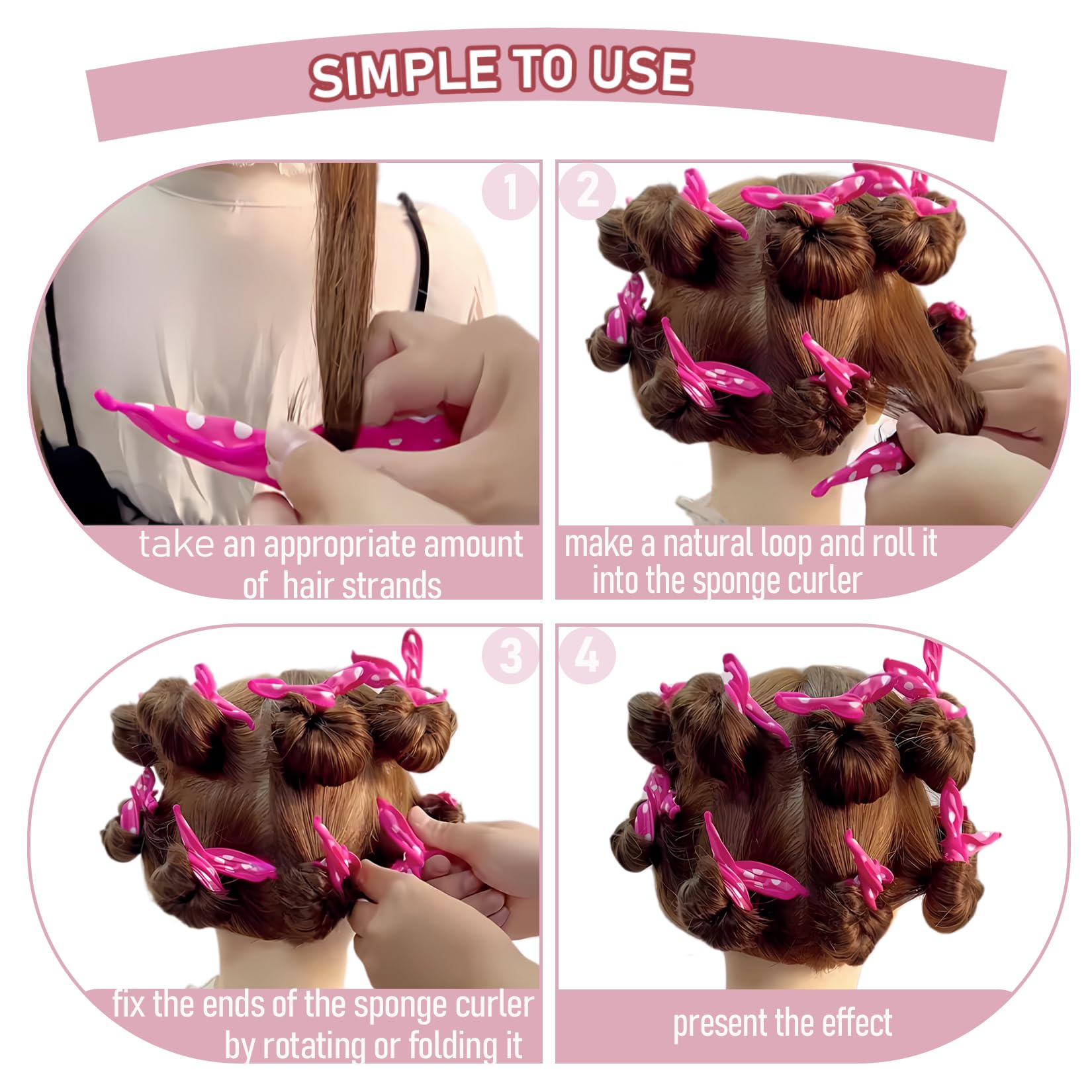 AHSNYLC 9PCS Satin Sponge Hair Rollers - Soft No Heat Curlers for Overnight Styling, Heatless Hair Curling Sponge Rollers for Sleeping, Gentle Hair Rollers for Women - Perfect for Bedtime Styling & Next-Day Beach Waves
