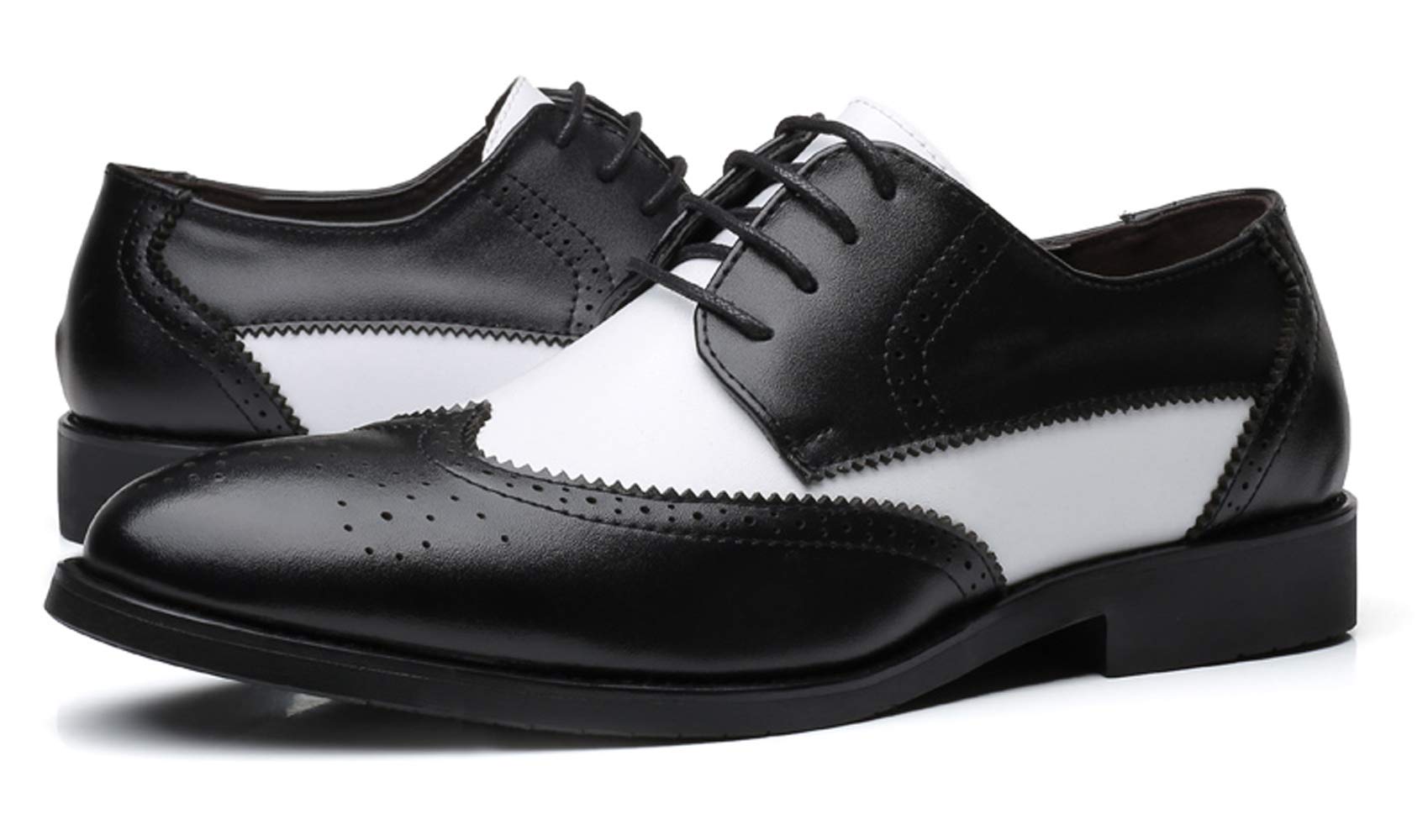 Santimon Men's Wingtip Oxford Dress Shoes - Classic Modern Formal Lace Up Shoes for Business, Wedding & Office Wear