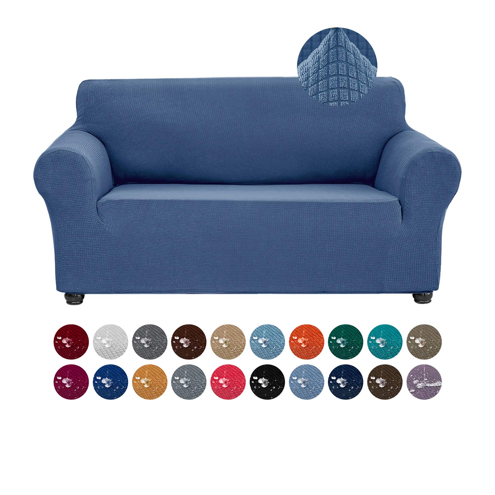 Joccun Stretch Loveseat Couch Cover Slipcover - 1-Piece Water Repellent Sofa Protector for 2-Cushion Couches, Spandex Jacquard Washable Furniture Cover for Living Room, Kids & Pets (Loveseat, Riverside) - Perfect for Home Decor, Pet Owners & Family Gatherings