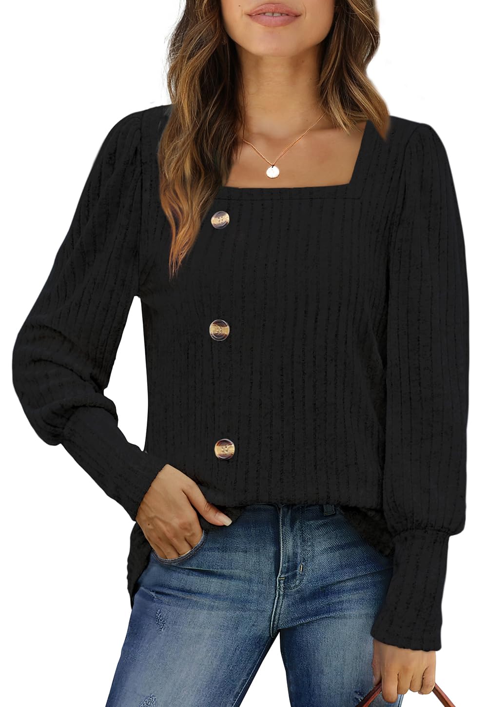 WIHOLL Women's Square Neck Fall Sweaters - Stylish Casual & Dressy Tops for 2023 | Perfect for Office Wear, Date Nights & Autumn Layering