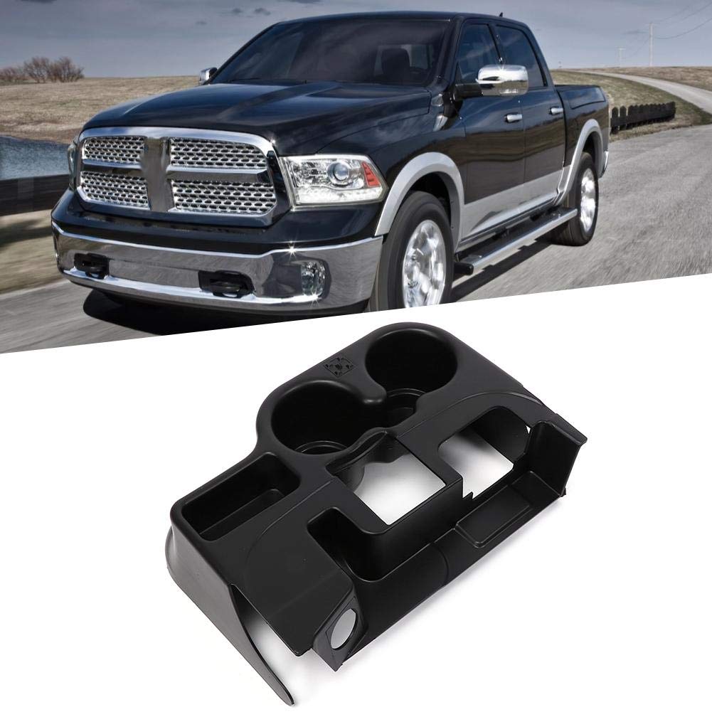 Black Center Console Tray Storage Box with Cup Holder - Fits Dodge Ram 1500 2500 3500 (2003-2012 Models) - Perfect for Organizing Car Accessories, Snacks & Drinks on Road Trips
