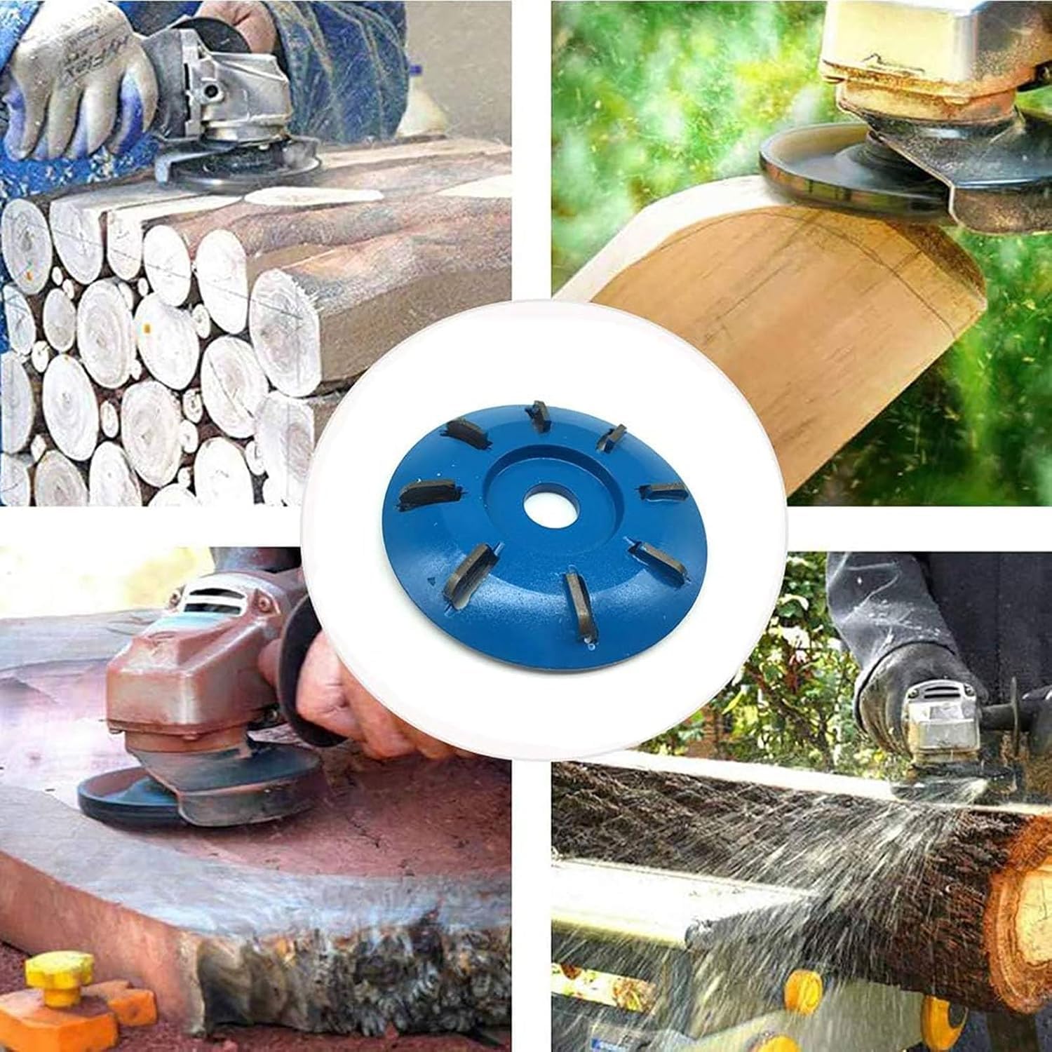 Backkitchen 6 Teeth Wood Carving Disc - Stump Grinder Blade for Angle Grinder (22mm Inner Diameter, Flat Blade) - Perfect for Tree Stump Removal, Wood Carving & DIY Projects