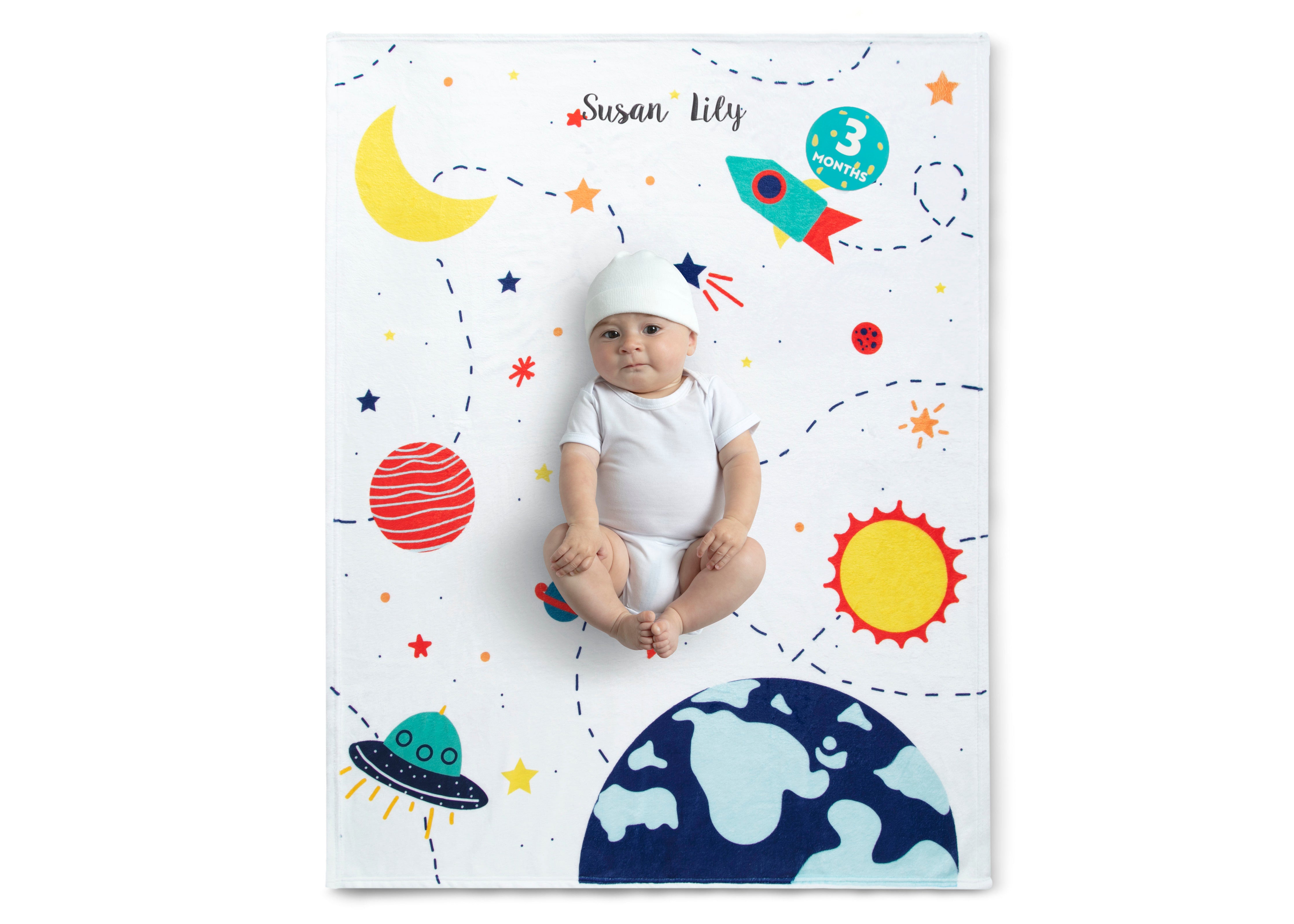Personalized Milestone Baby Blanket - Custom Name & Date - Soft & Cozy Newborn Keepsake - Perfect for Baby Showers, Christenings & First Birthday Gifts