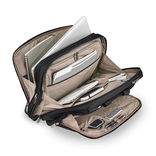 @Work Large Expandable Briefcase for Men & Women - Spacious Business Laptop Bag with Multiple Pockets - Perfect for Office, Travel & Commuting - Black