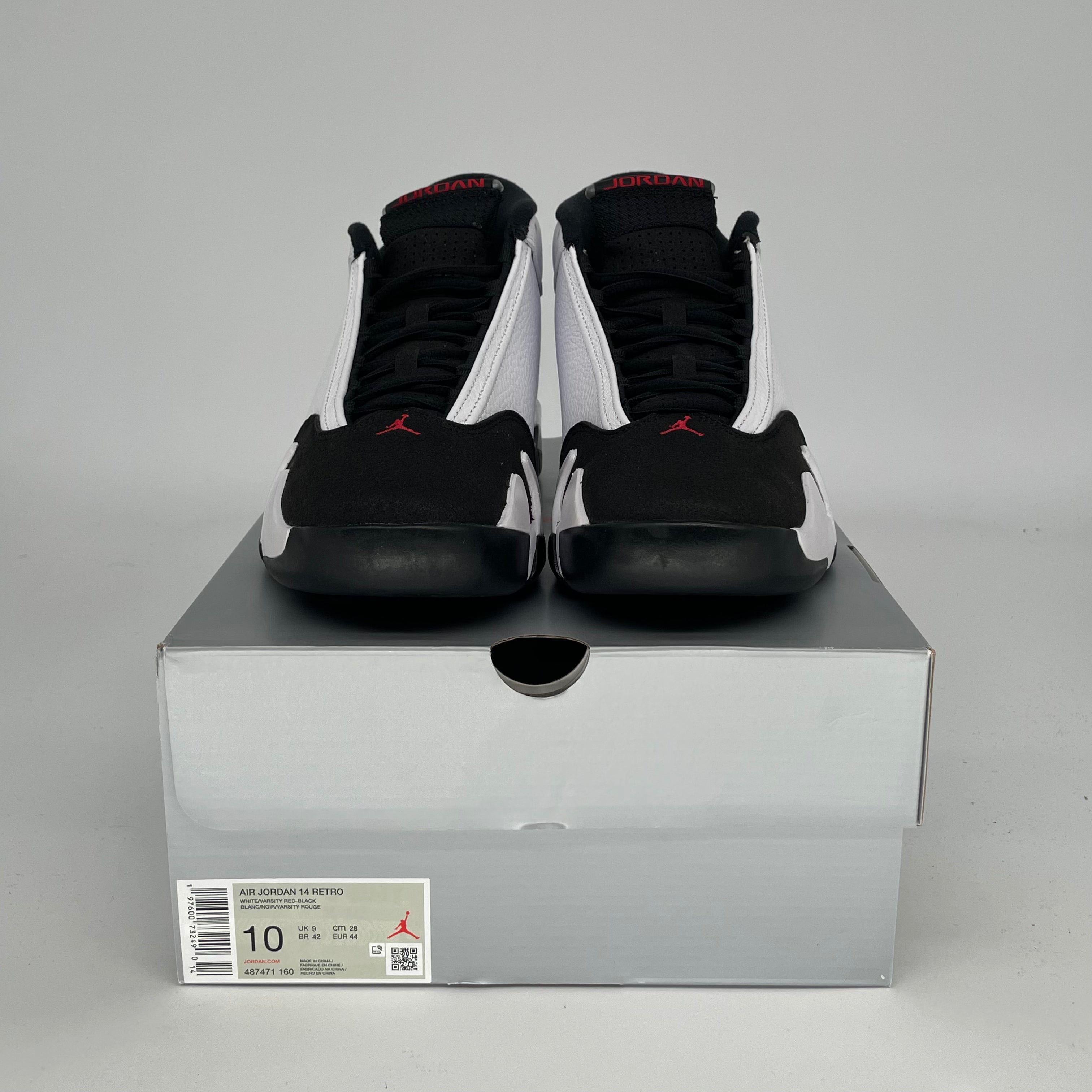 Original Air Jordan 14 Retro 'Black Toe' Basketball Shoes - Men's Size 10 / Women's Size 11.5 (Style Code 487471-160) - Perfect for Streetwear, Sneaker Collecting & Basketball Games