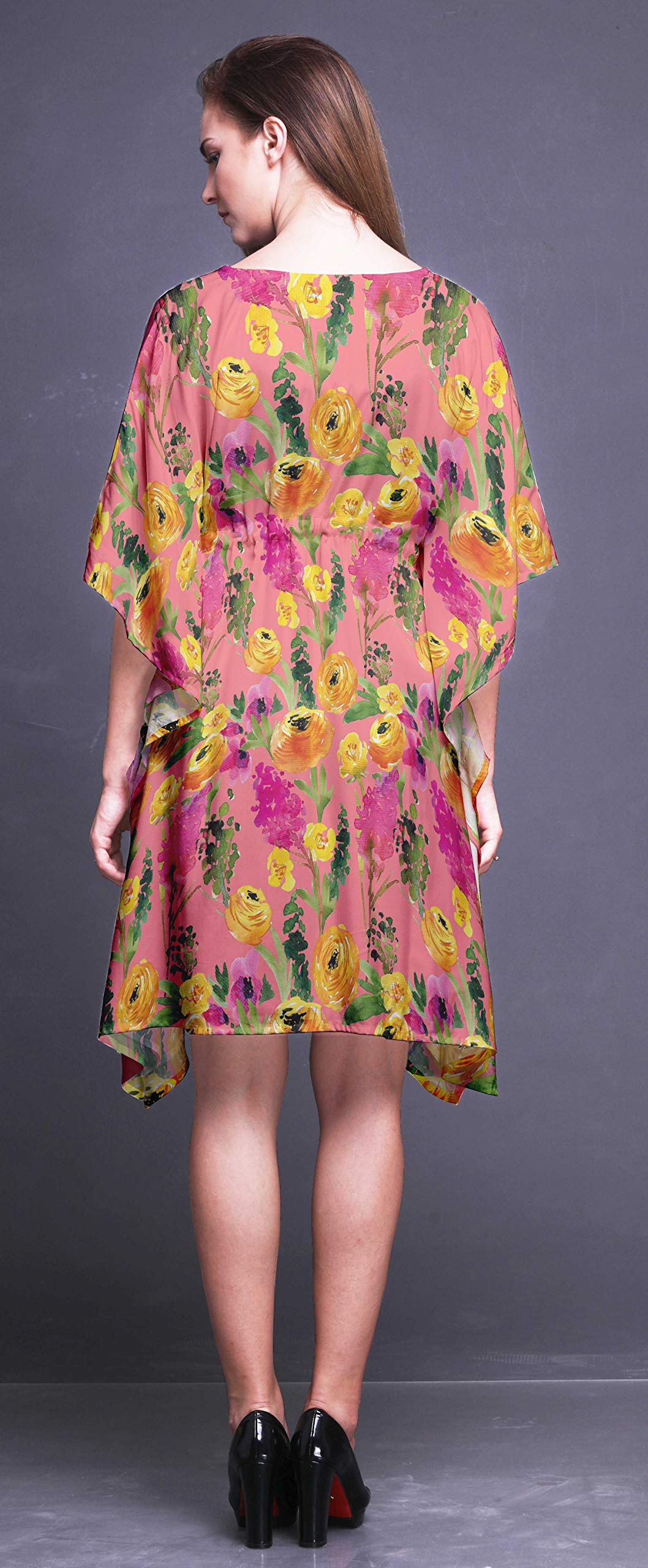 Bimba Women's Short Beach Kaftan Cover Up Dress - Lightweight Bikini Coverup, Midi Summer Beachwear for Pool, Vacation & Tropical Getaways