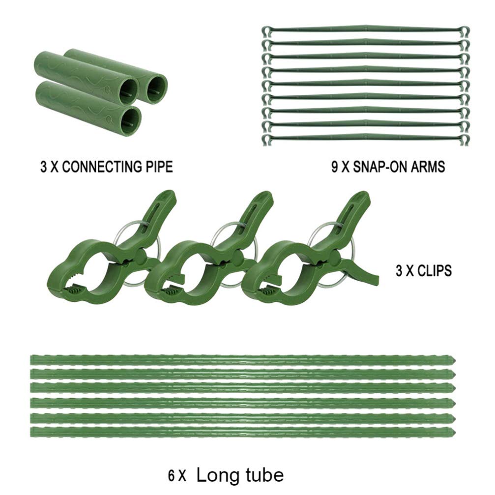 Happyyami 21-Piece Plant Climbing Frame Set - Reusable Botany Bracket & Flower Stand with Gardening Clips & Tubes | Perfect for Indoor/Outdoor Climbing Plants, Vertical Gardens & Home Gardening Accessories