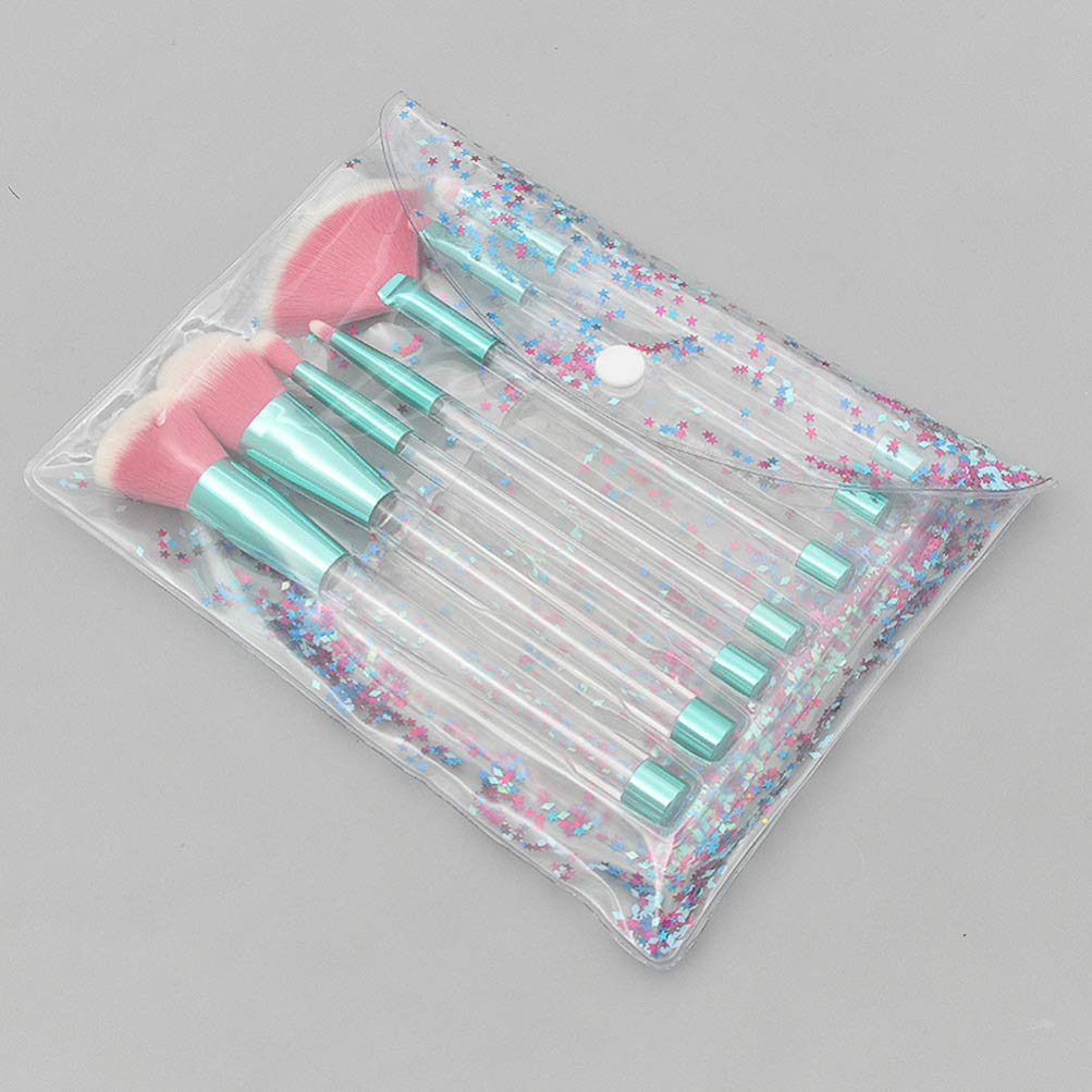 7-Piece Glitter Makeup Brush Set - DIY Quicksand Handle Foundation, Powder, Concealer & Blush Brushes with Empty Sand Handle - Perfect for Professional Makeup Artists & DIY Beauty Enthusiasts