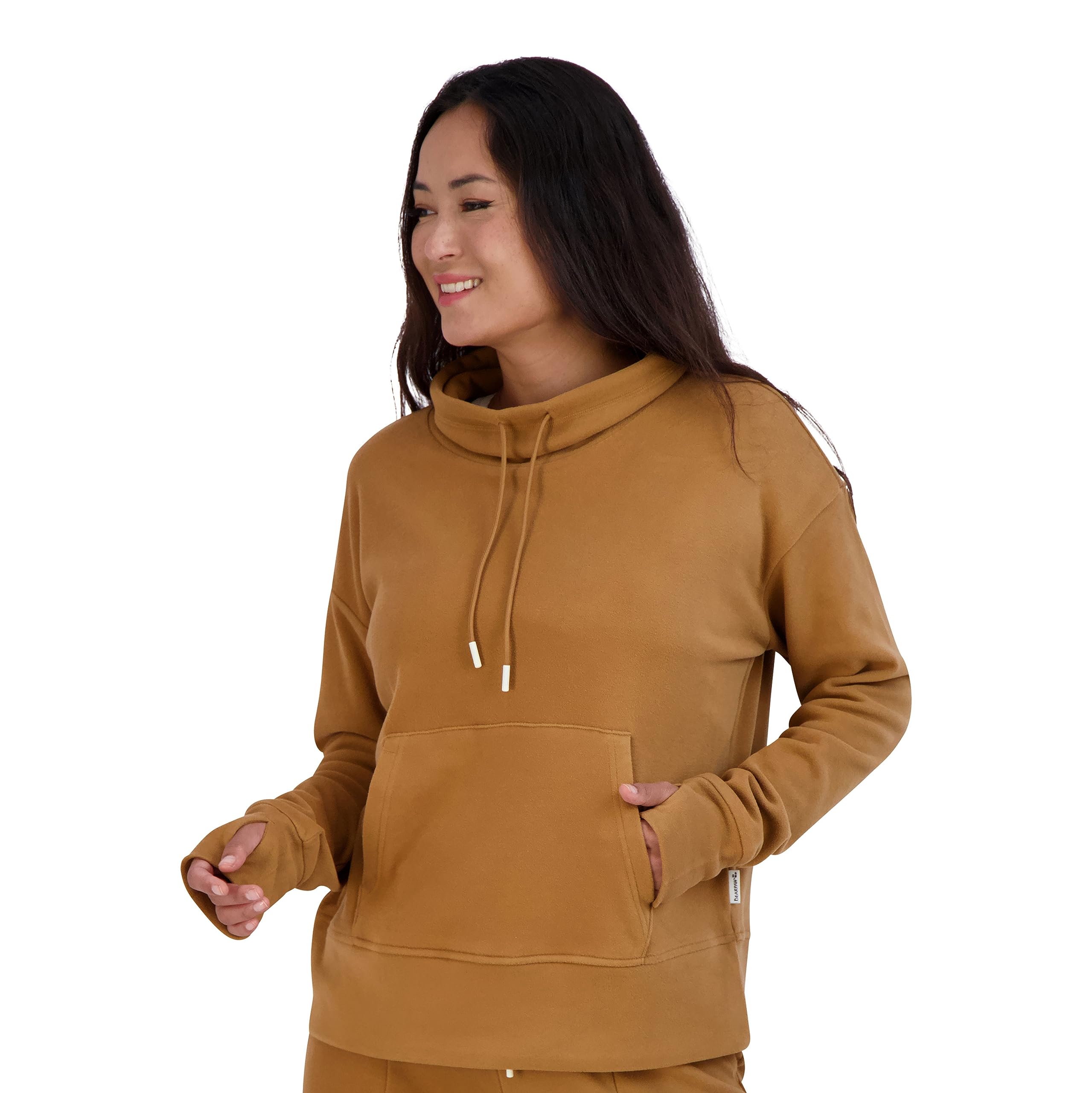 BEARPAW Women's Cozy Fleece Pullover Hoodie - Soft Drawstring Funnel Neck Sweatshirt for Casual Wear, Lounge & Outdoor Activities