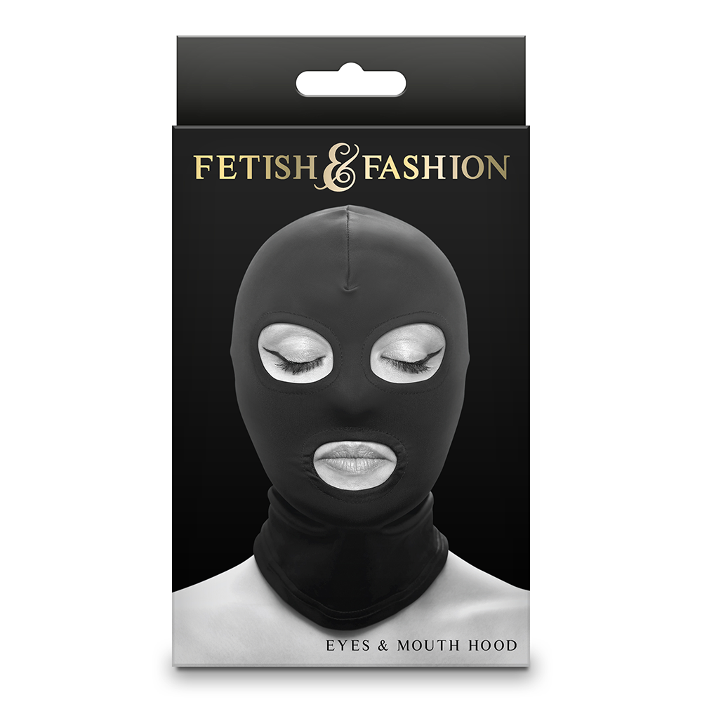 Fetish & Fashion Open Eyes & Mouth Bondage Hood - BDSM Restraint Mask for Sensory Play, Roleplay & Adult Fantasy - Perfect for Erotic Exploration & Fetish Parties