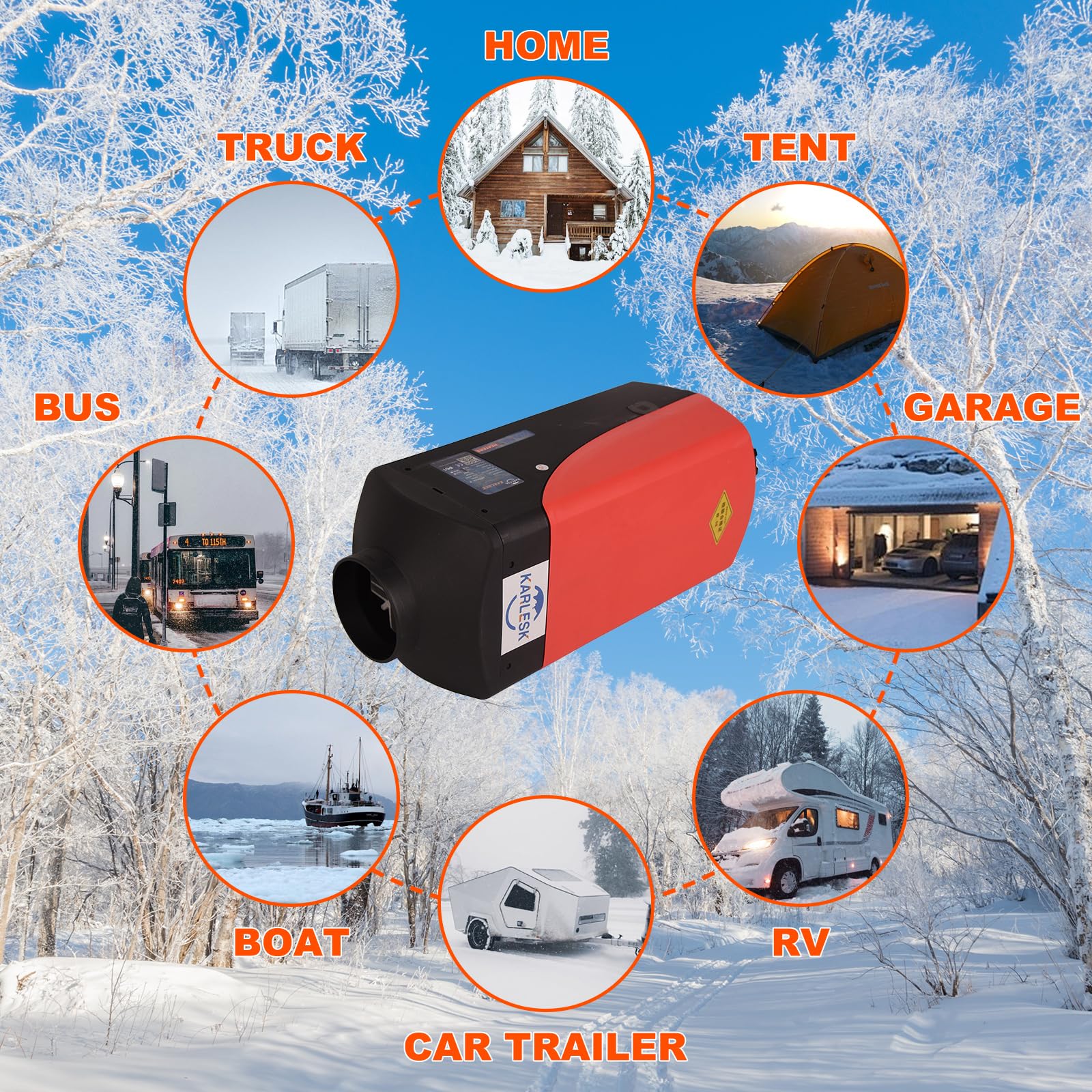 Bapmic 5KW 12V Diesel Parking Heater - Portable Air Heater for Cars, Trucks, Boats & RVs | Fast Heating in Cold Weather for Camping, Winter Driving & Outdoor Adventures