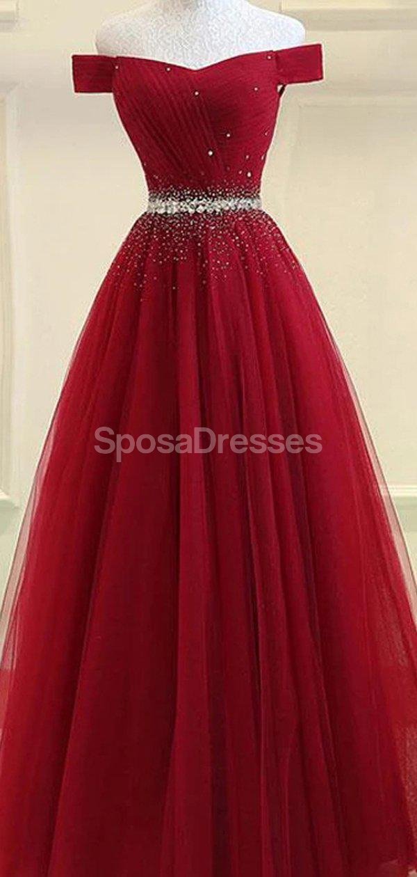 Sparkling Off Shoulder Rhinestone Beaded Red Long Evening Gown - Elegant Prom & Formal Party Dress 12317 | Perfect for Homecoming, Prom Night, Wedding & Black Tie Events