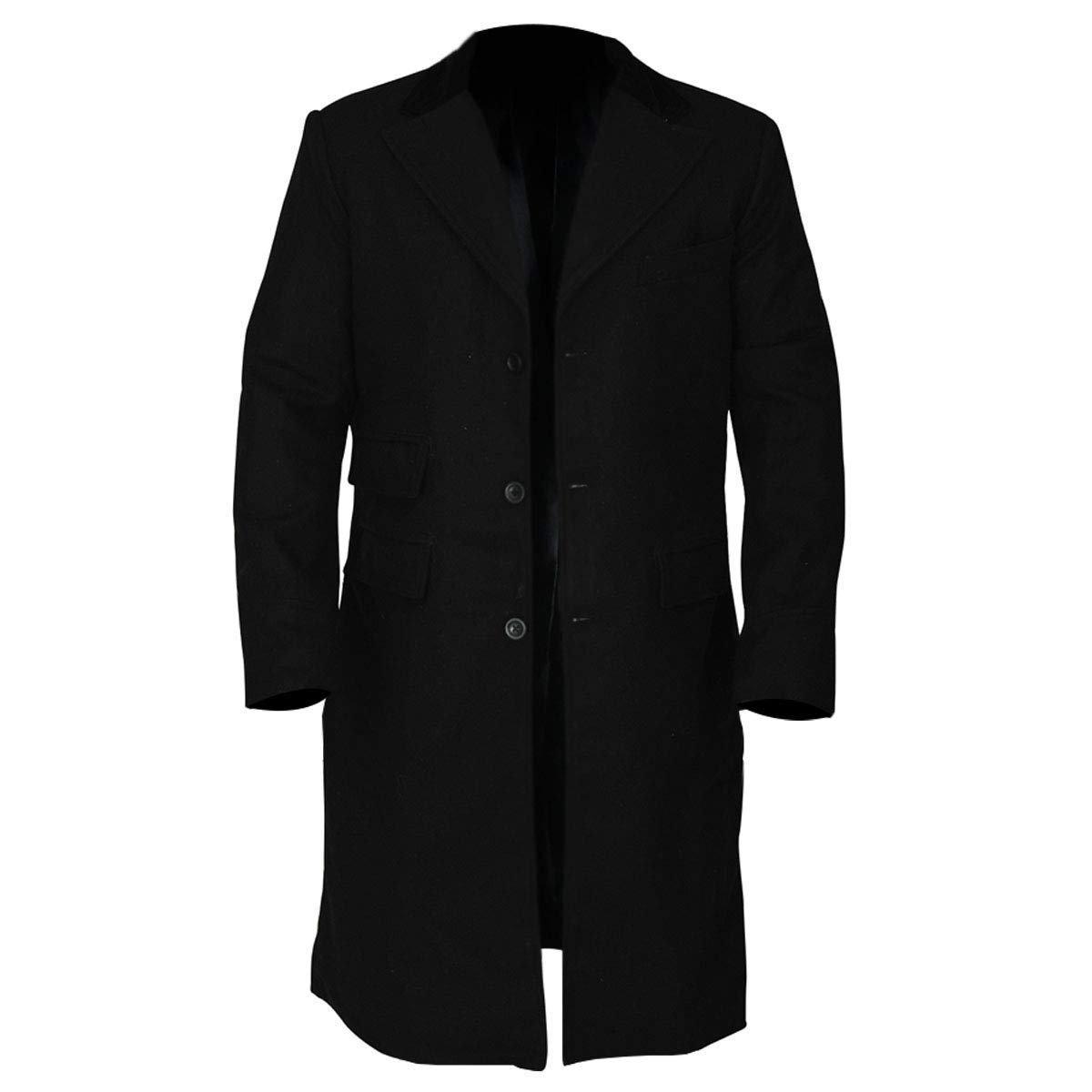 Alfie Solomons Inspired Men's Black Wool Peaky Blinders Trench Coat - Winter Long Overcoat for Formal Wear & Cosplay