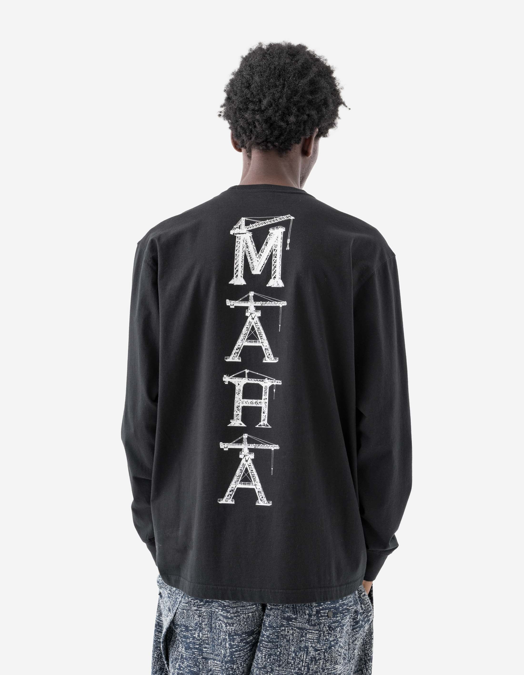 1584 Maha Cranes Long Sleeve T-Shirt for Men - Black Cotton Crewneck Tee | Casual Streetwear & Graphic Print Fashion | Perfect for Everyday Wear, Outings & Urban Style