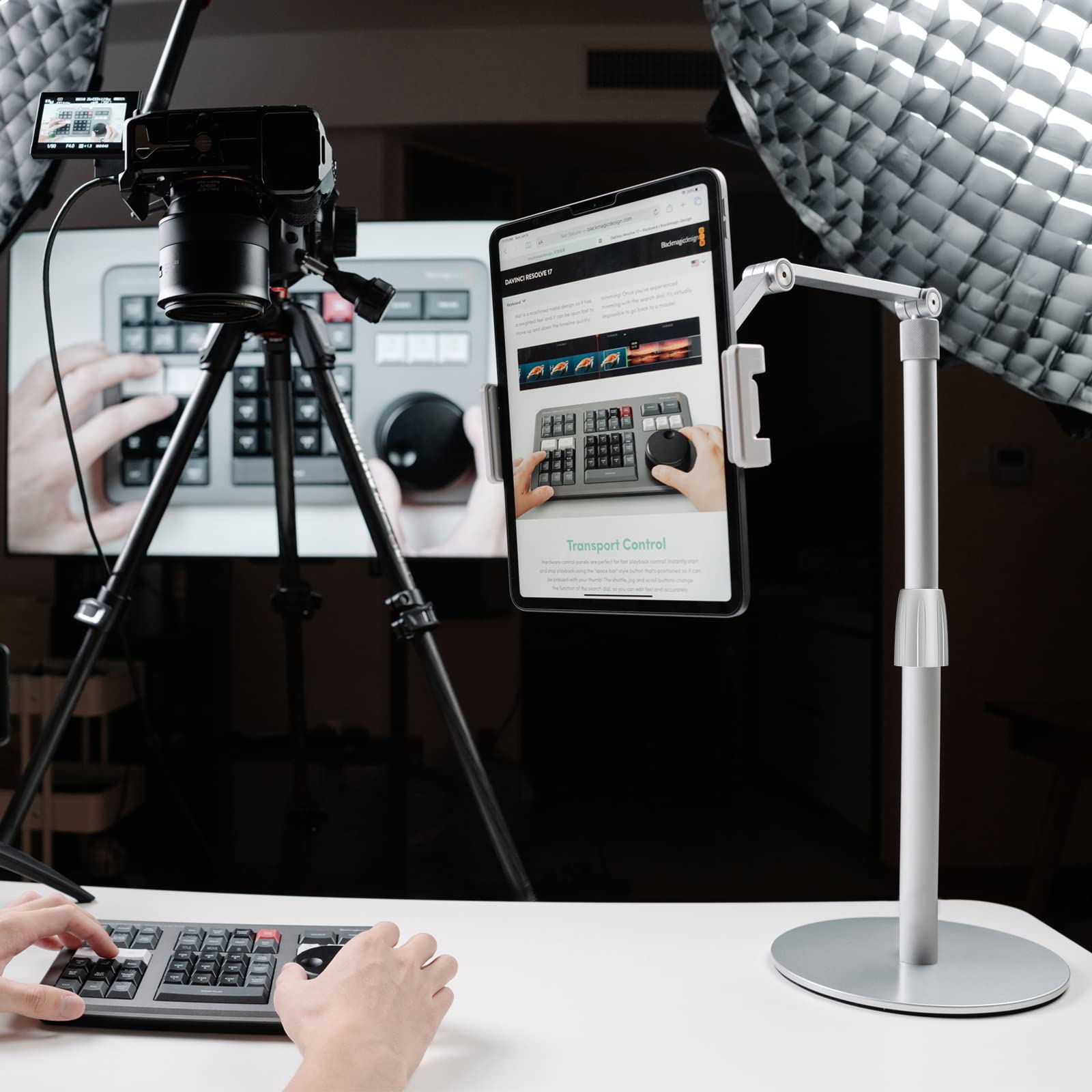Viozon Adjustable Tablet & Phone Stand - 360° Swivel & Height Adjustable Aluminum Desktop Holder for 3.5-11
