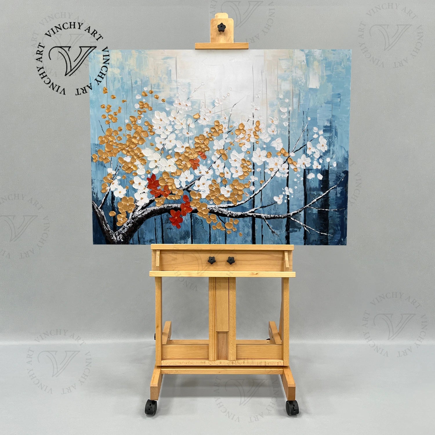 Beautiful Flower and Tree Painting #FT052 - Handmade Canvas Art for Home Decor, Living Room, Bedroom & Office Wall