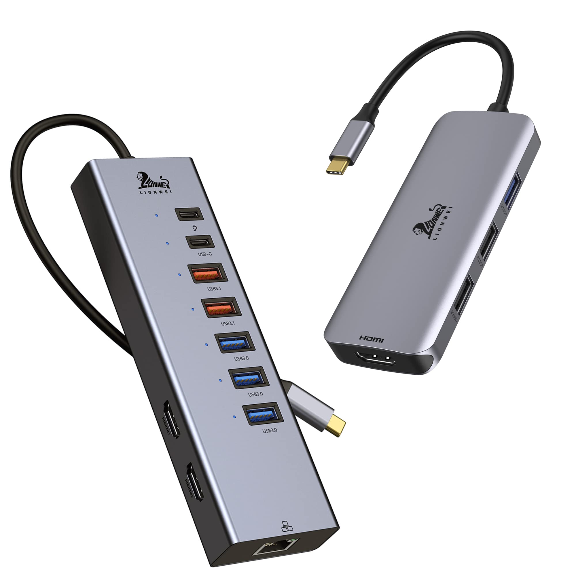 USB C Docking Station Dual Monitor - USB C to Dual 4K HDMI Adapter for Laptop - Perfect for Home Office & Multi-Screen Work Setup