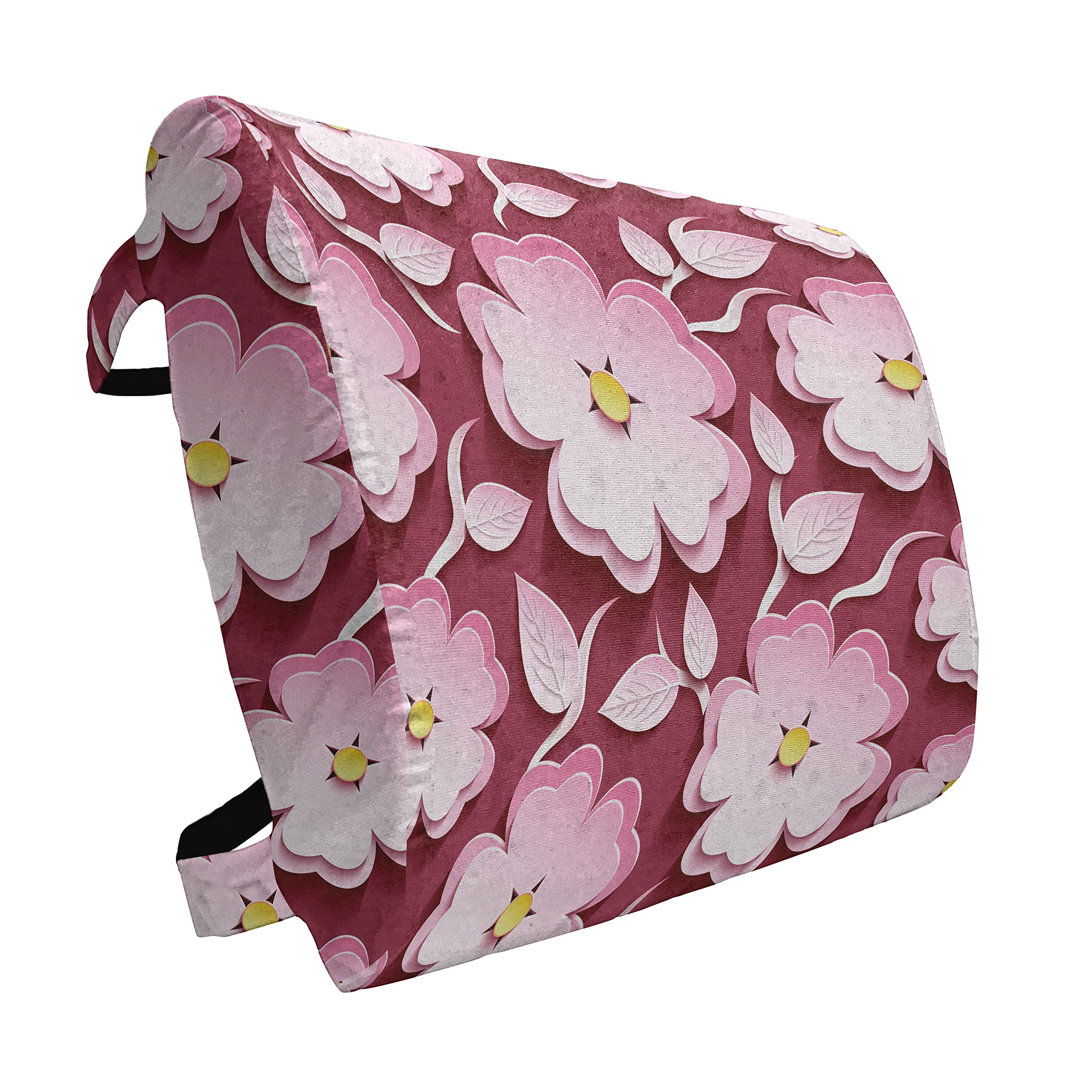 Ambesonne Floral Lumbar Support Pillow - Japanese Cherry Blossom Sakura Design, High Density Foam for Office Chair & Car Seat, 14