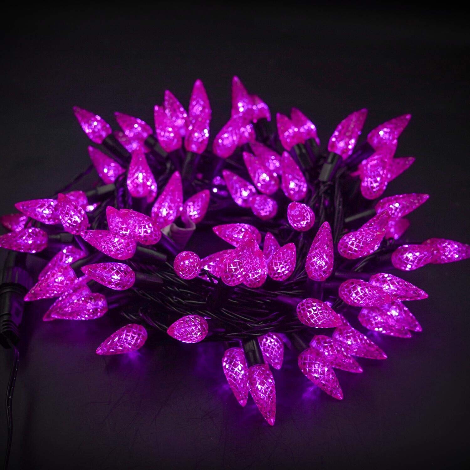 Twinkle Star C6 Halloween String Lights - 100 LED 33ft Fairy Lights with 29V Safe Adapter, 8 Lighting Modes for Indoor Outdoor Decor - Perfect for Patio, Christmas Tree, Party, Wedding & Home Decoration (Purple)
