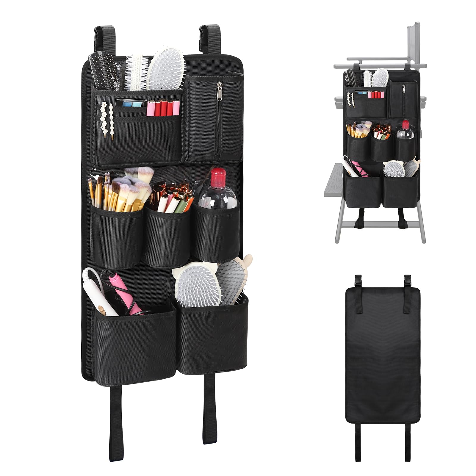 Professional Makeup Chair Side Organizer Bag with Multiple Pockets - Large Capacity Storage Bag for Makeup Artists, Directors Chair Accessory | Perfect for Salon, Film Set & Home Beauty Stations